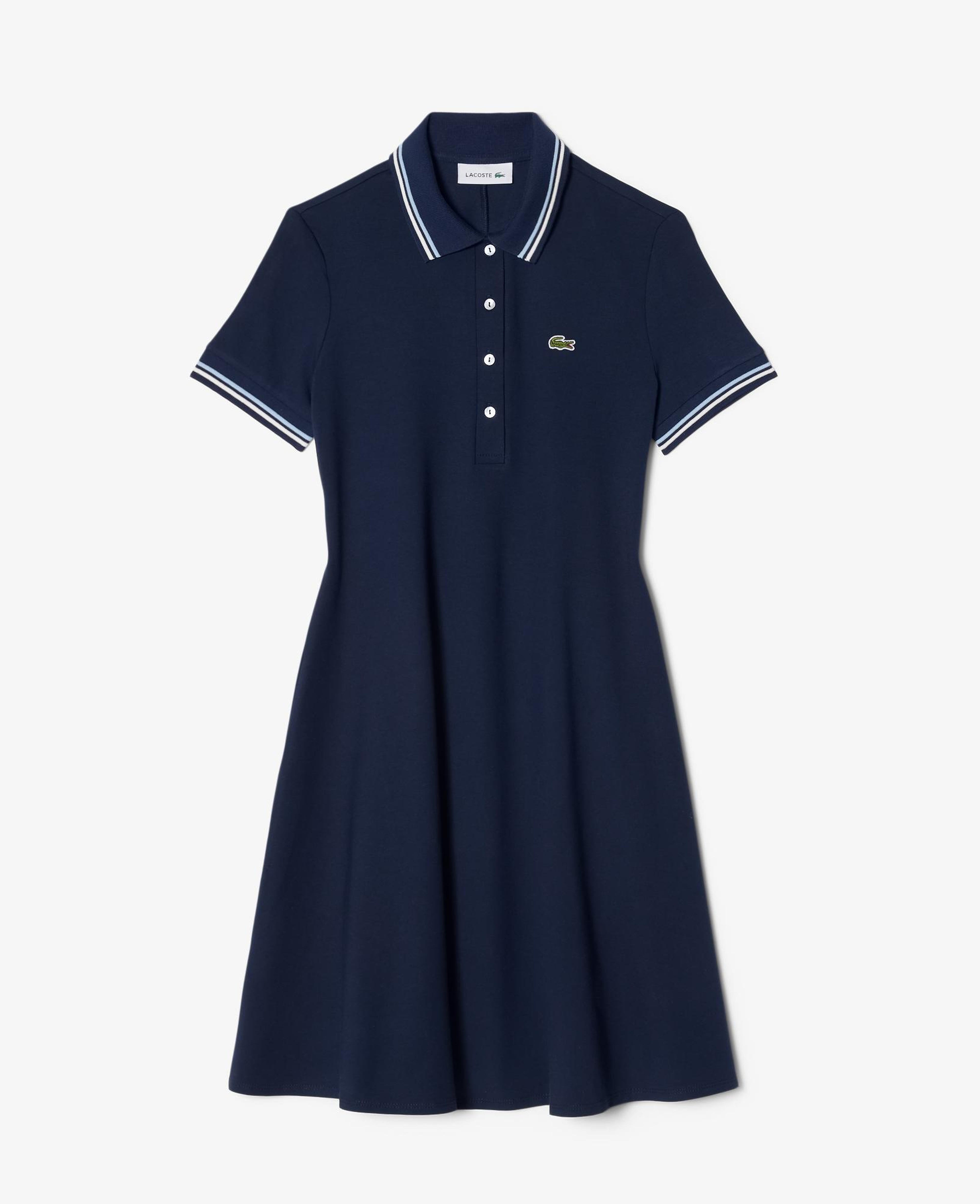 Kadın Flare Fit Kısa Kollu Polo Yaka Organik Pamuk Lacivert Elbise