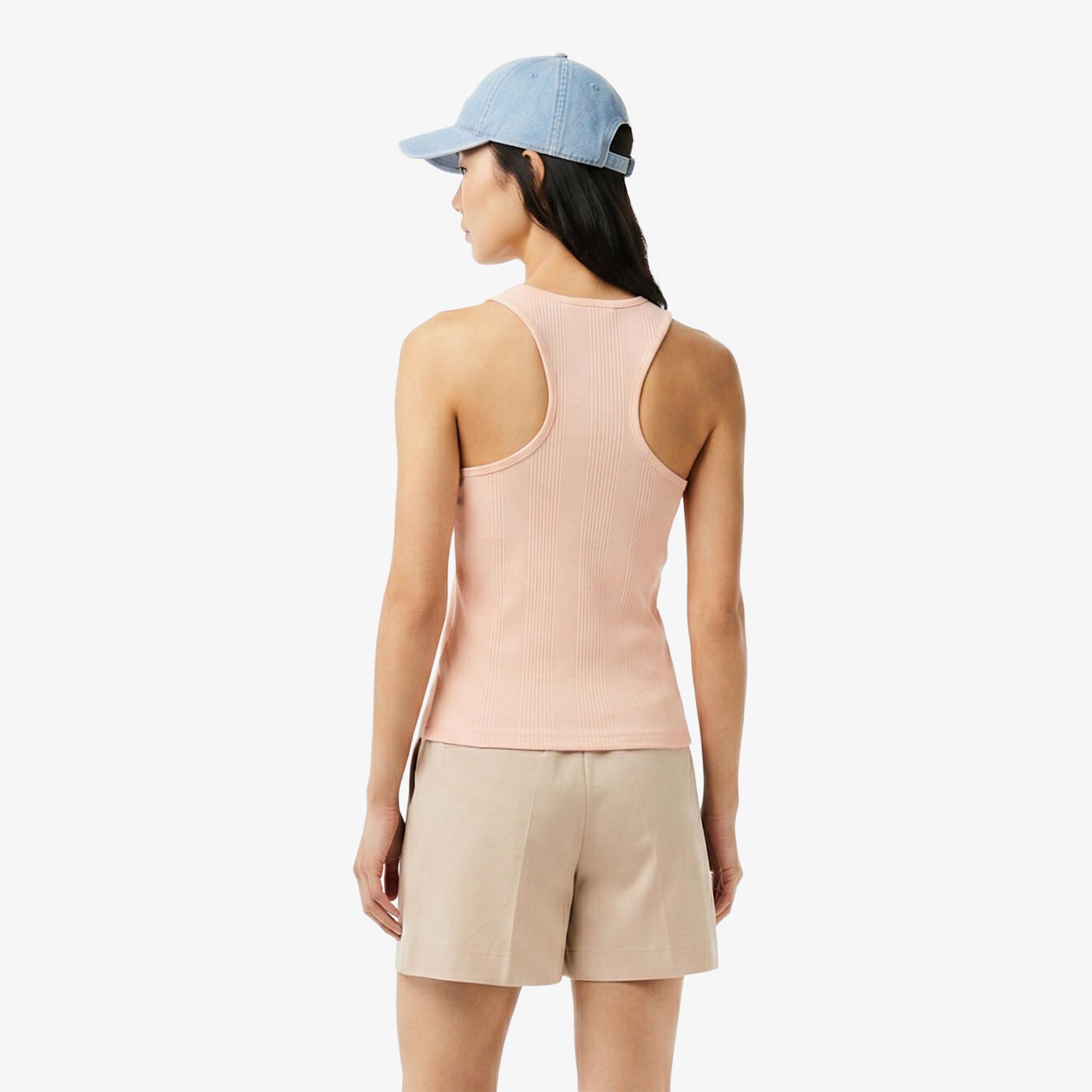 Kadın Slim Fit Kolsuz Bisiklet Yaka Turuncu Bluz