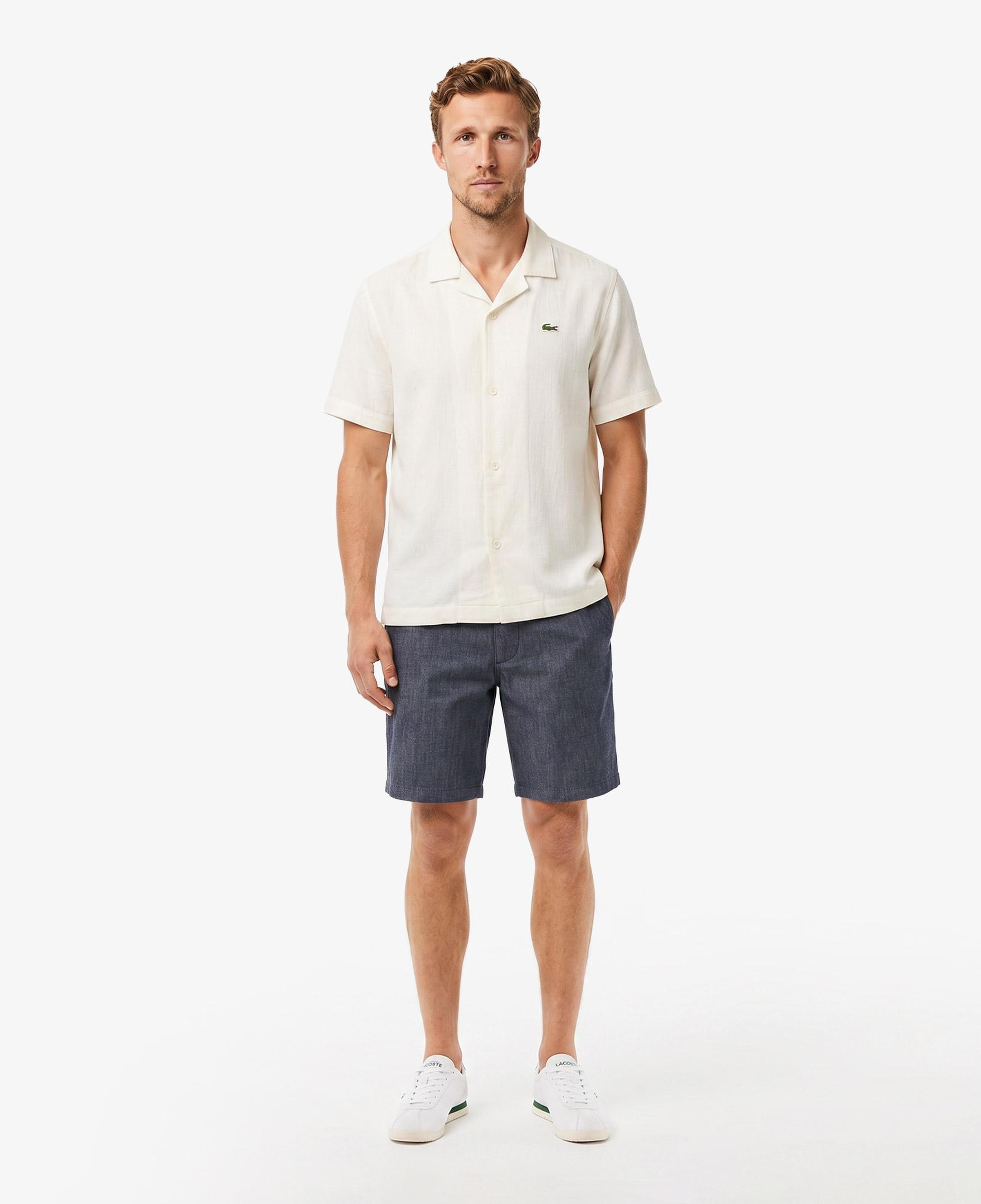 Erkek Relaxed Fit Kısa Kollu Krem Gömlek