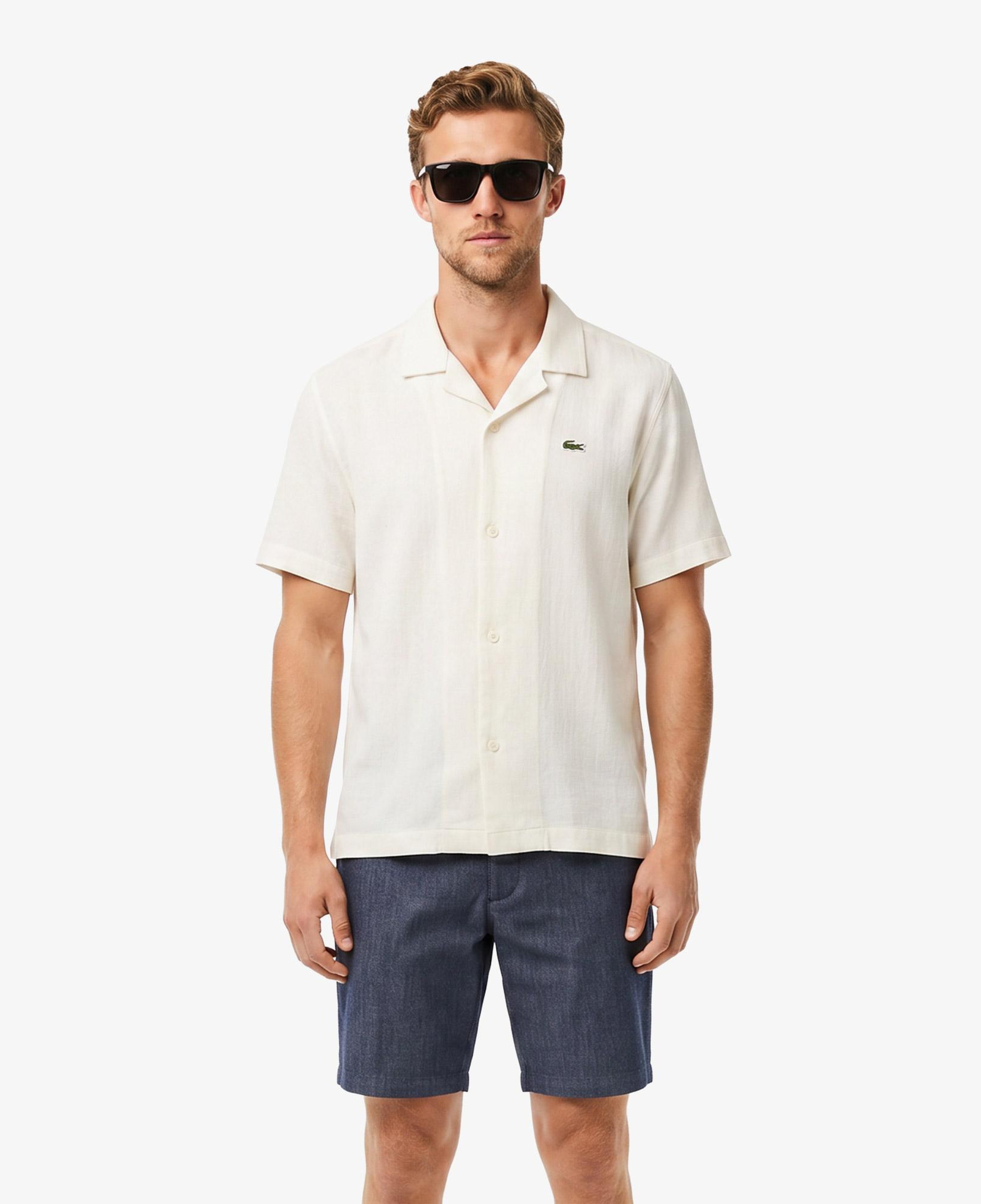 Erkek Relaxed Fit Kısa Kollu Krem Gömlek