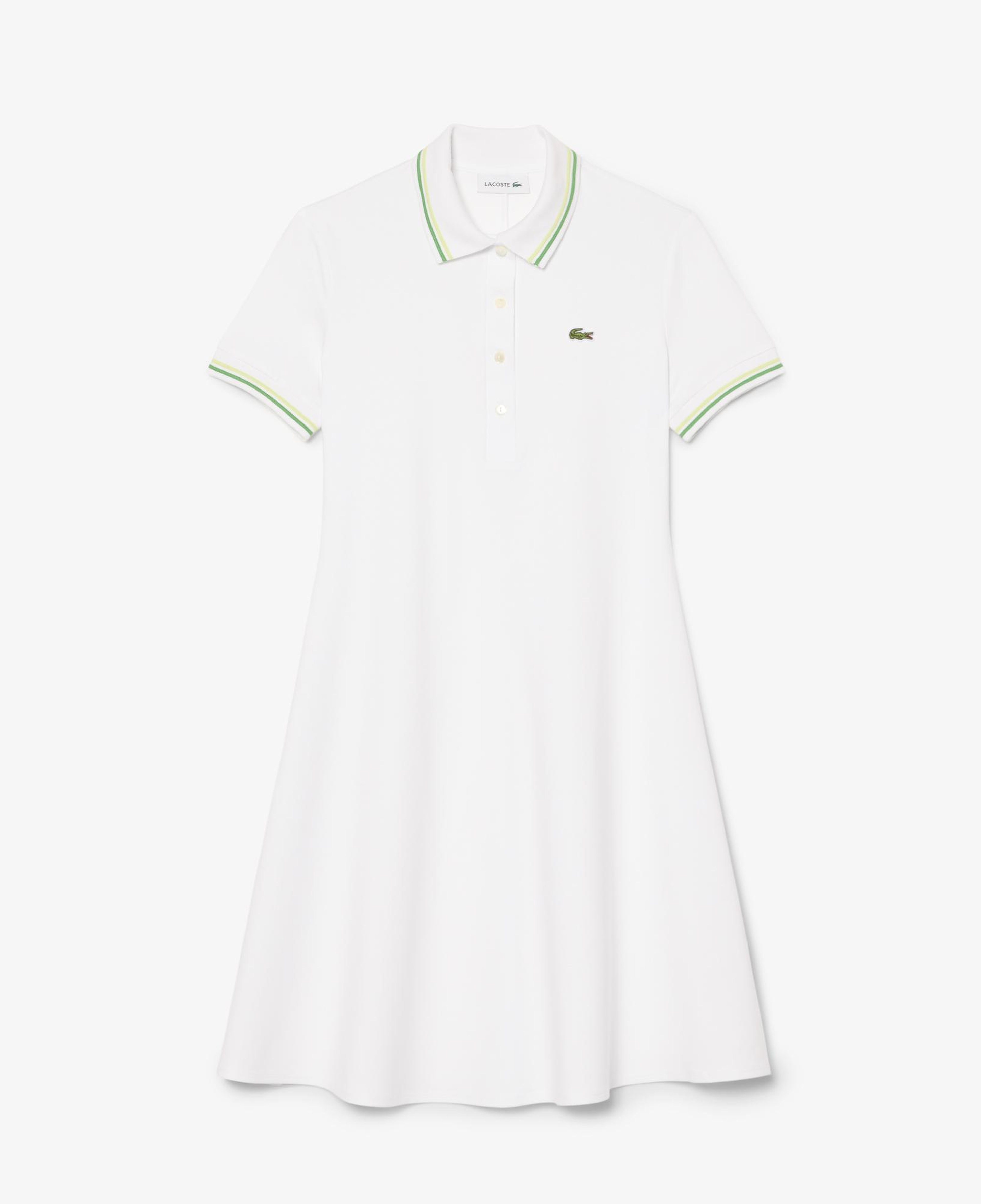 Kadın Flare Fit Kısa Kollu Polo Yaka Organik Pamuk Beyaz Elbise