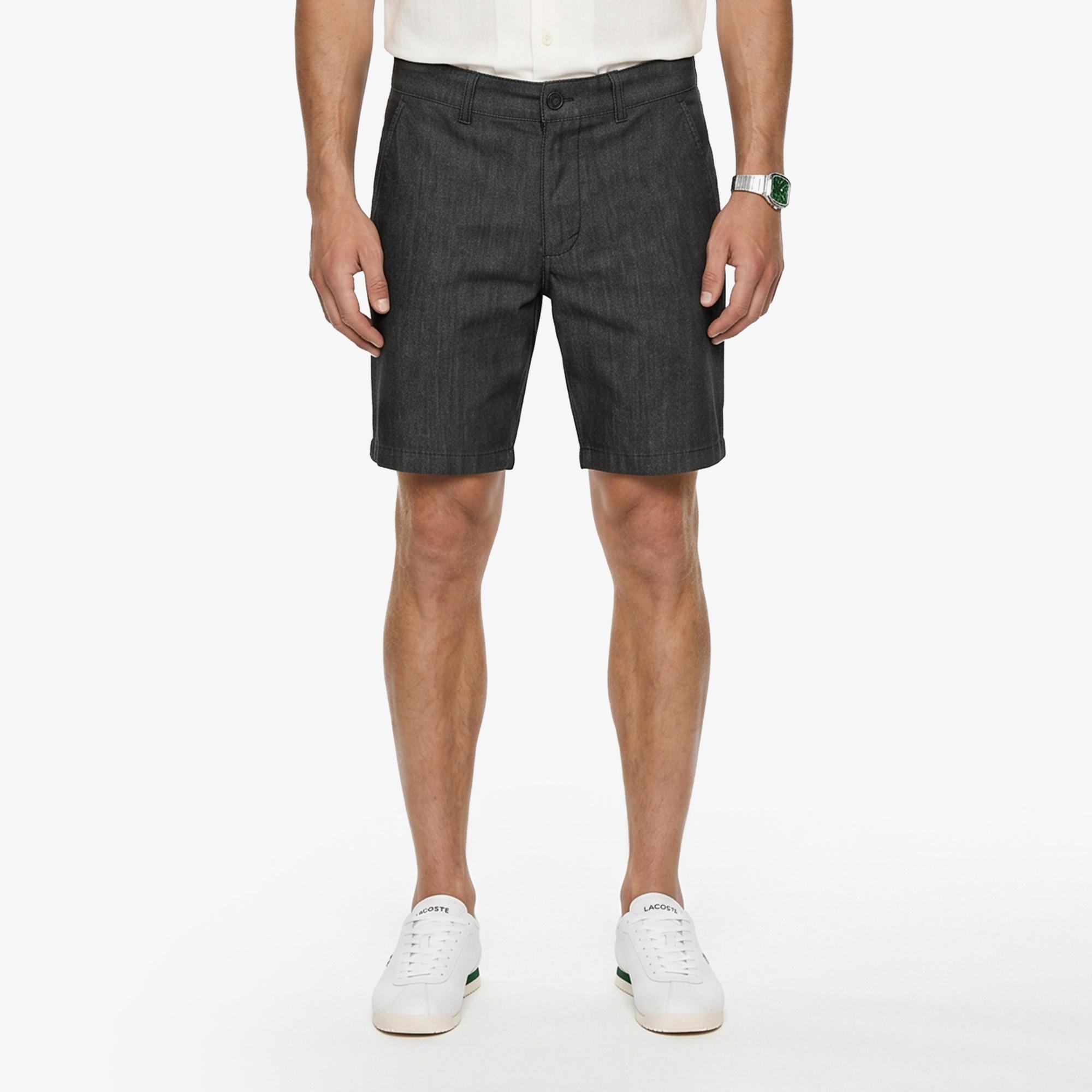 Erkek Slim Fit Siyah Bermuda Şort