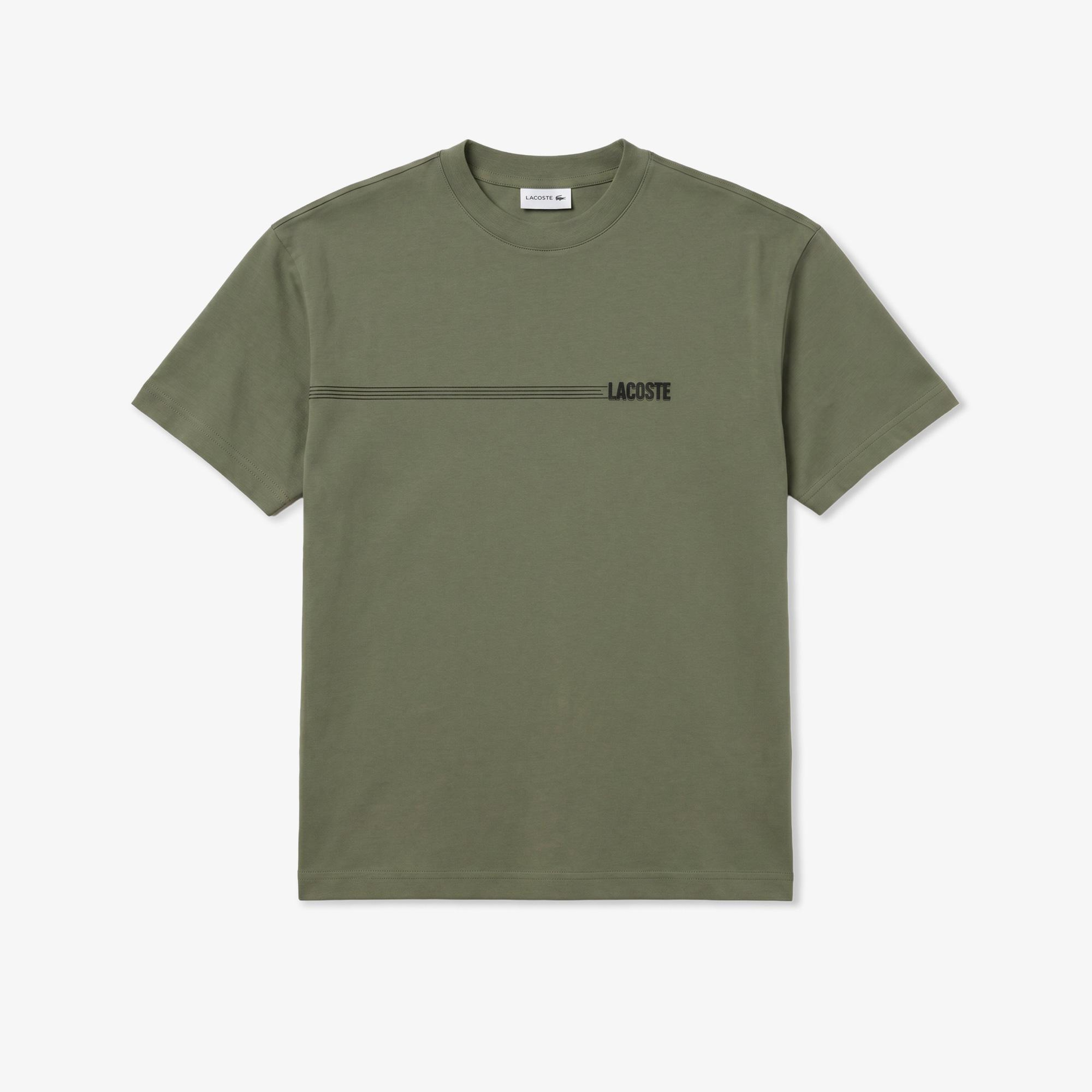 Erkek Regular Fit Bisiklet Yaka Baskılı Haki T-Shirt