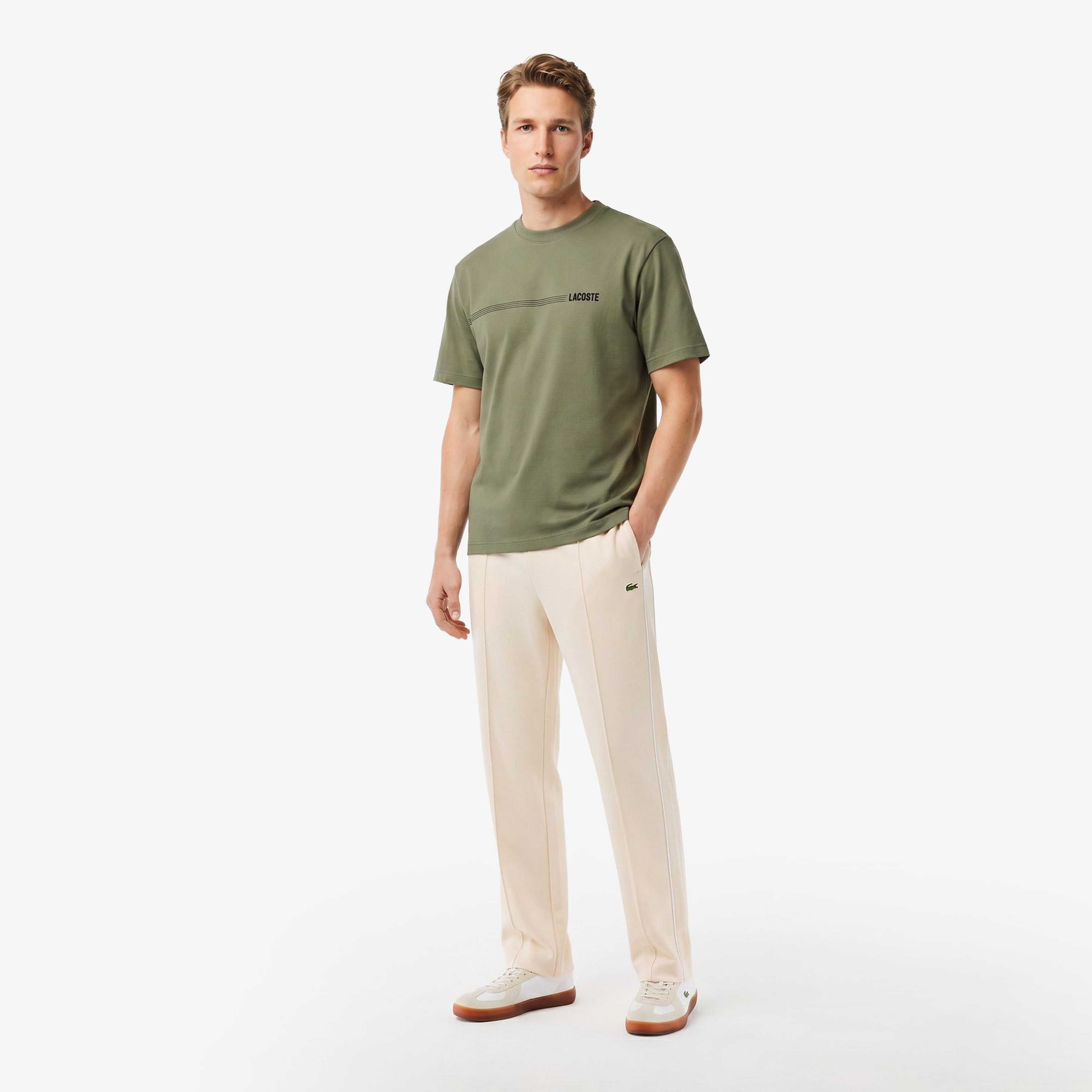 Erkek Regular Fit Bisiklet Yaka Baskılı Haki T-Shirt