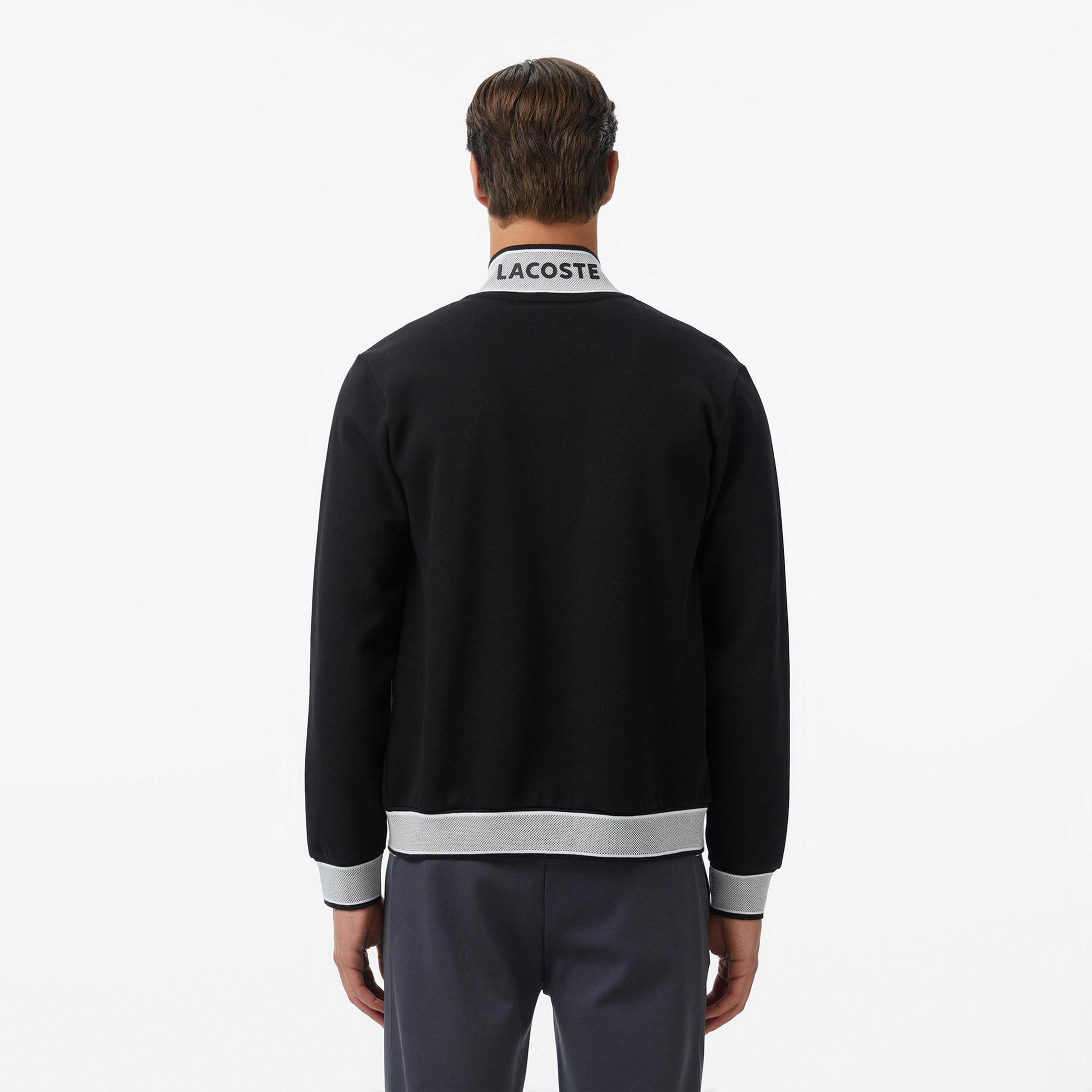 Erkek Regular Fit Fermuarlı Renk Bloklu Siyah Sweatshirt