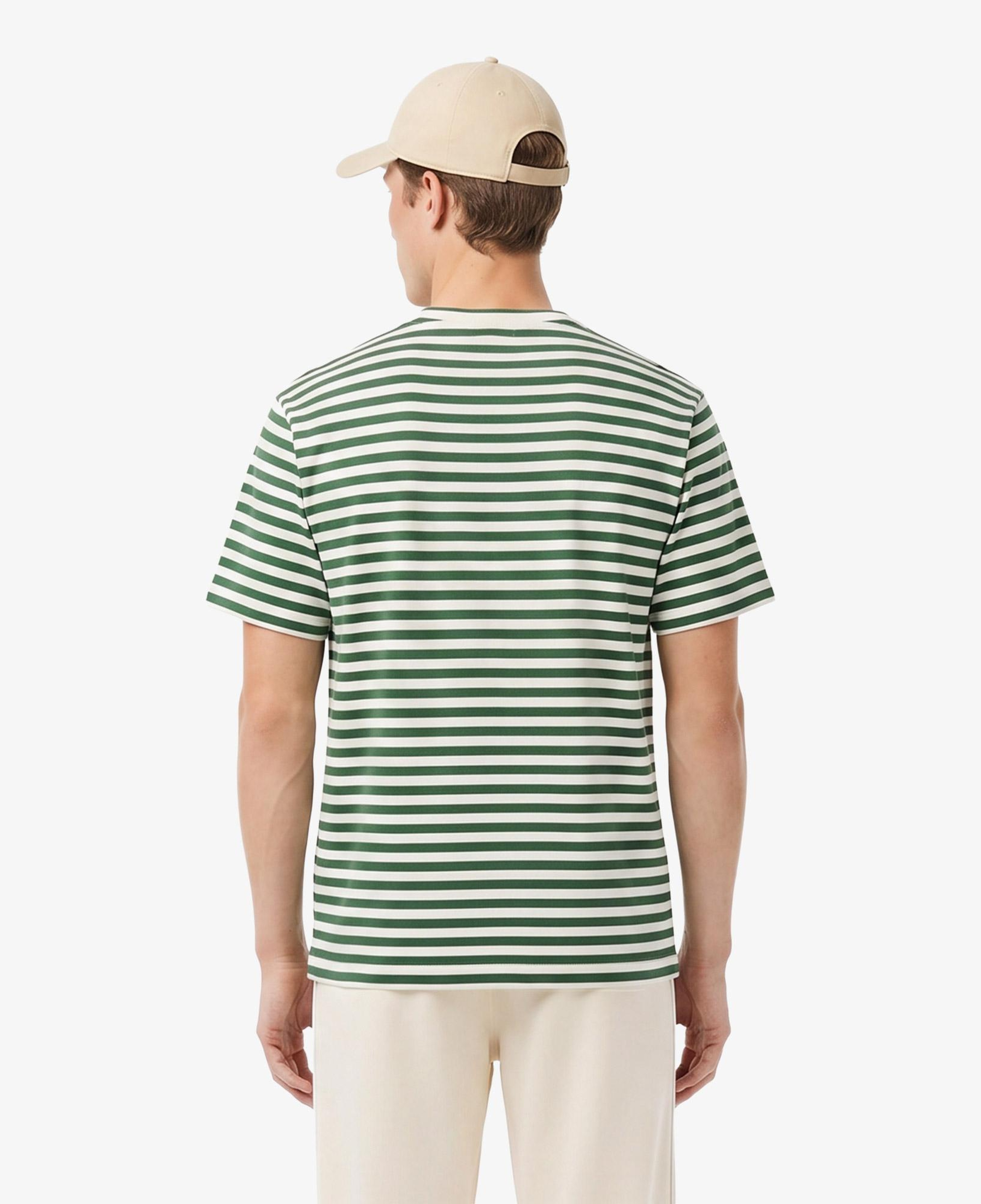 Erkek Relaxed Fit Bisiklet Yaka Çizgili Yeşil T-Shirt