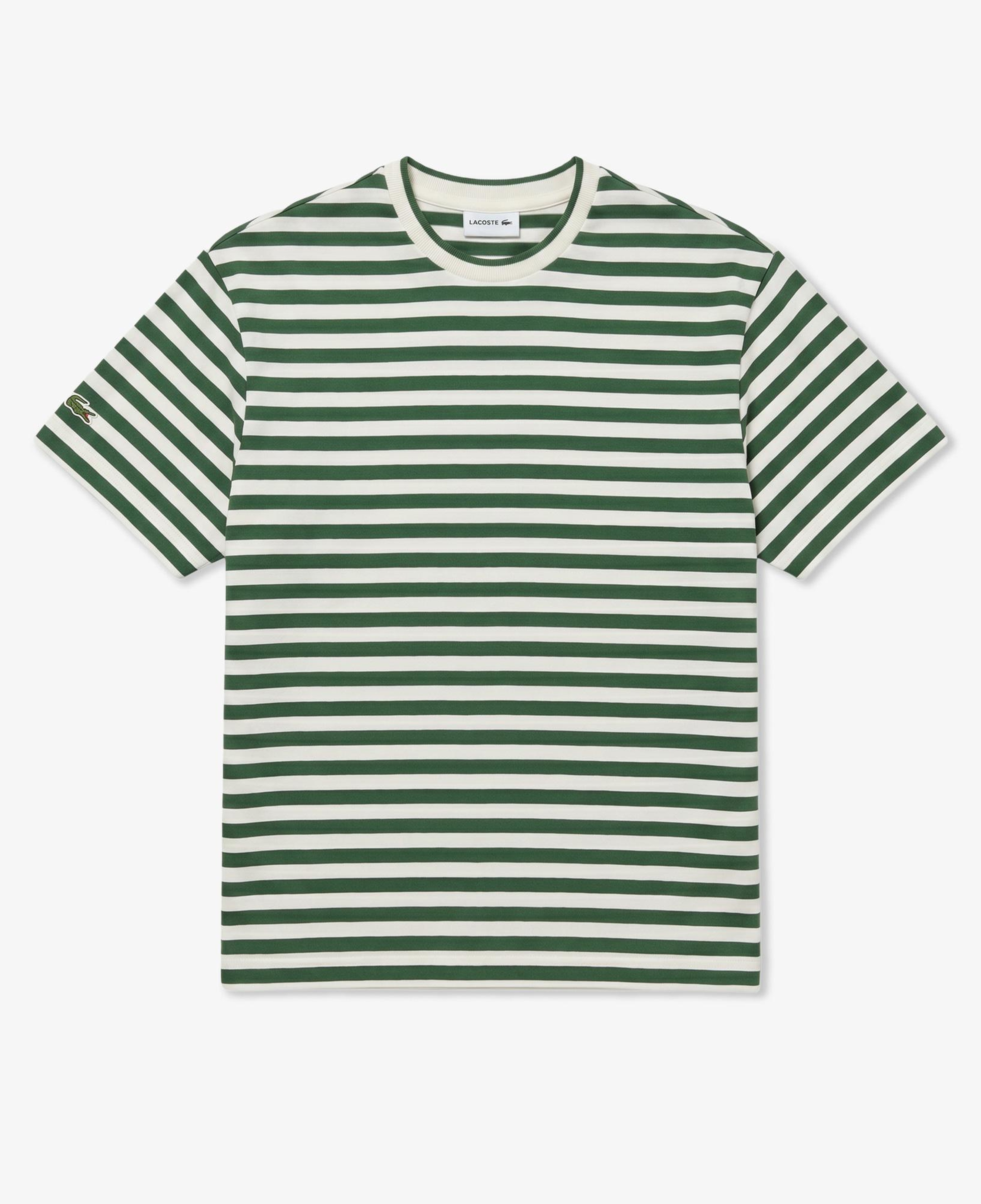 Erkek Relaxed Fit Bisiklet Yaka Çizgili Yeşil T-Shirt