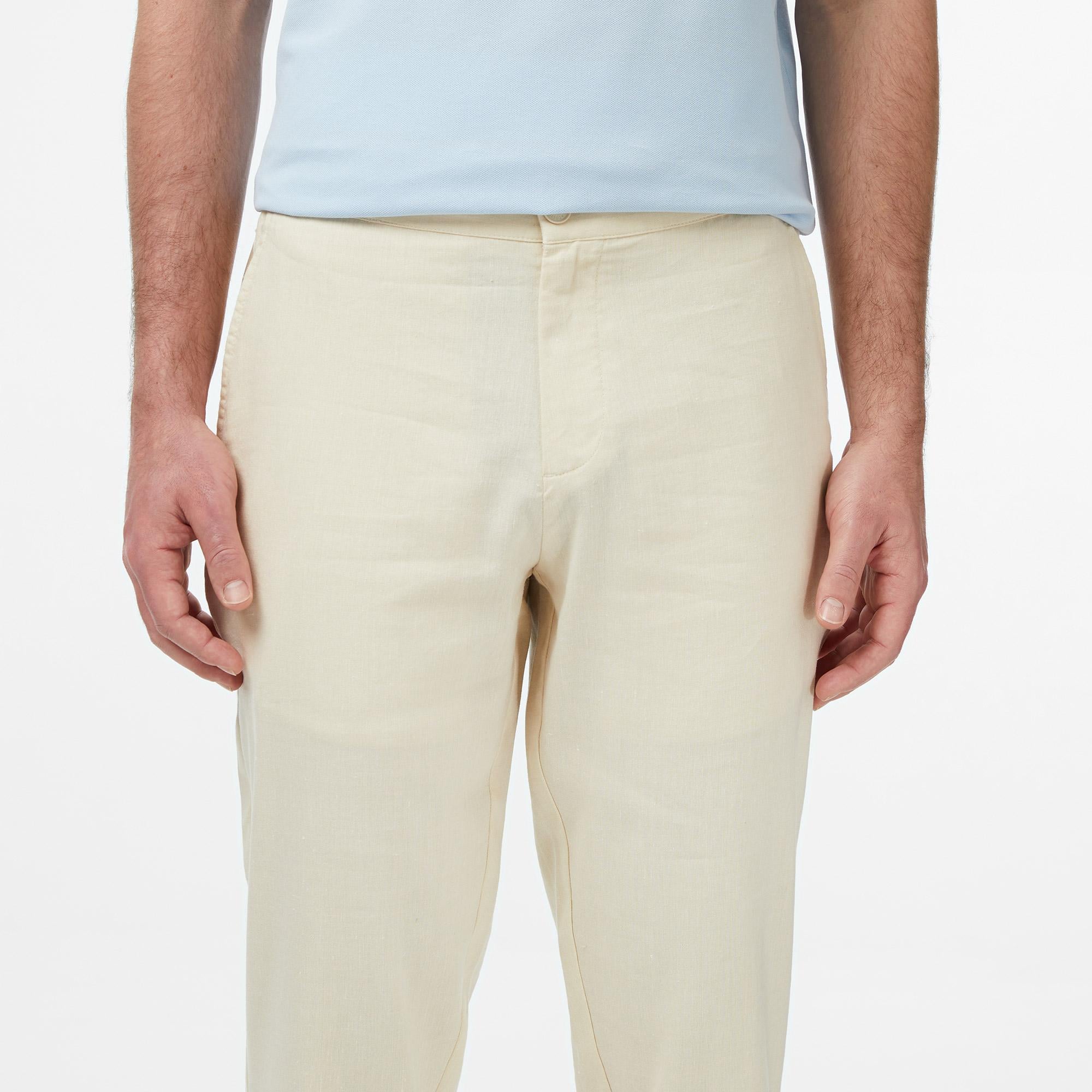 Erkek Tapered Fit Krem Chino Pantolon
