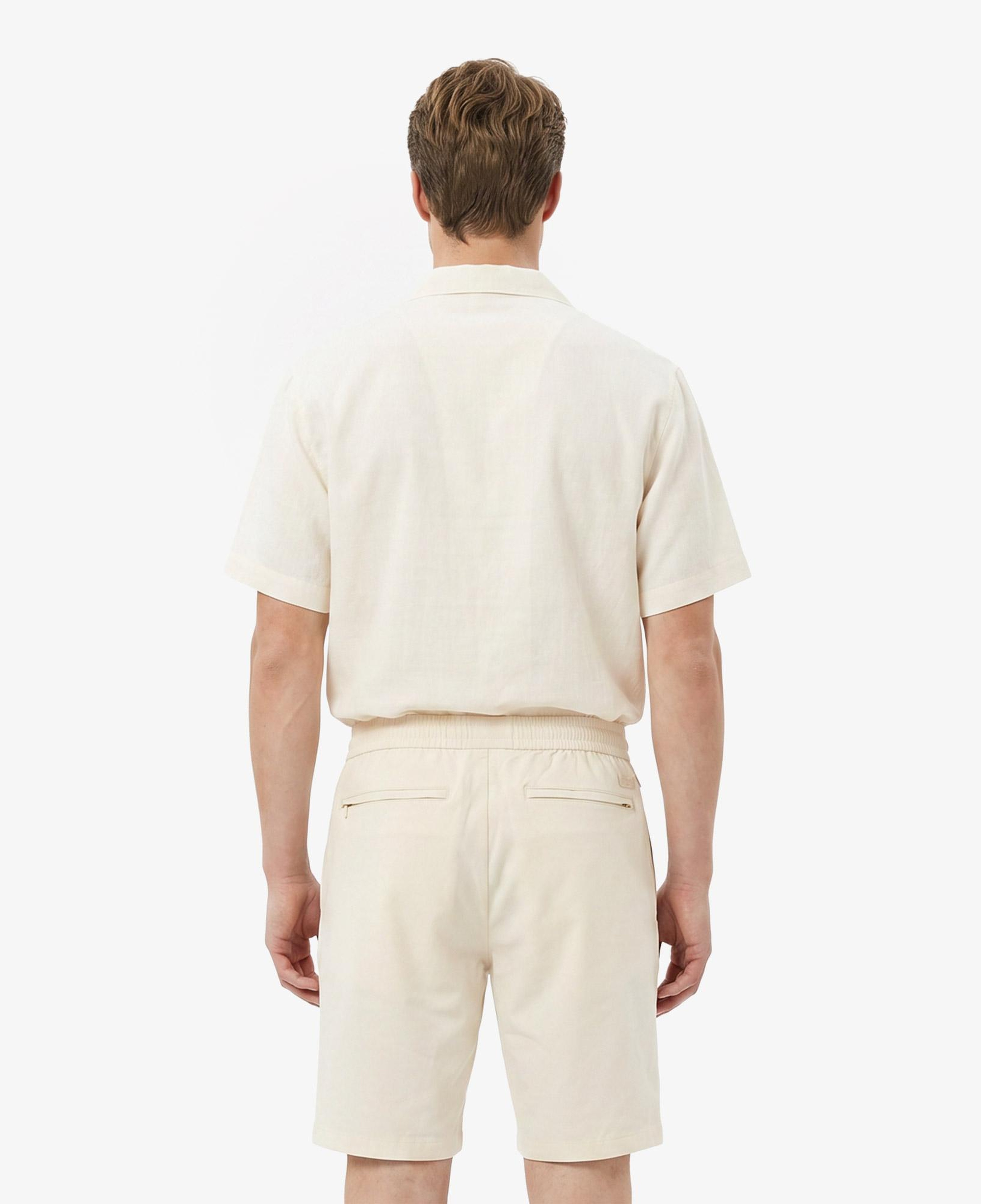 Erkek Tapered Fit Keten Bej Bermuda Şort