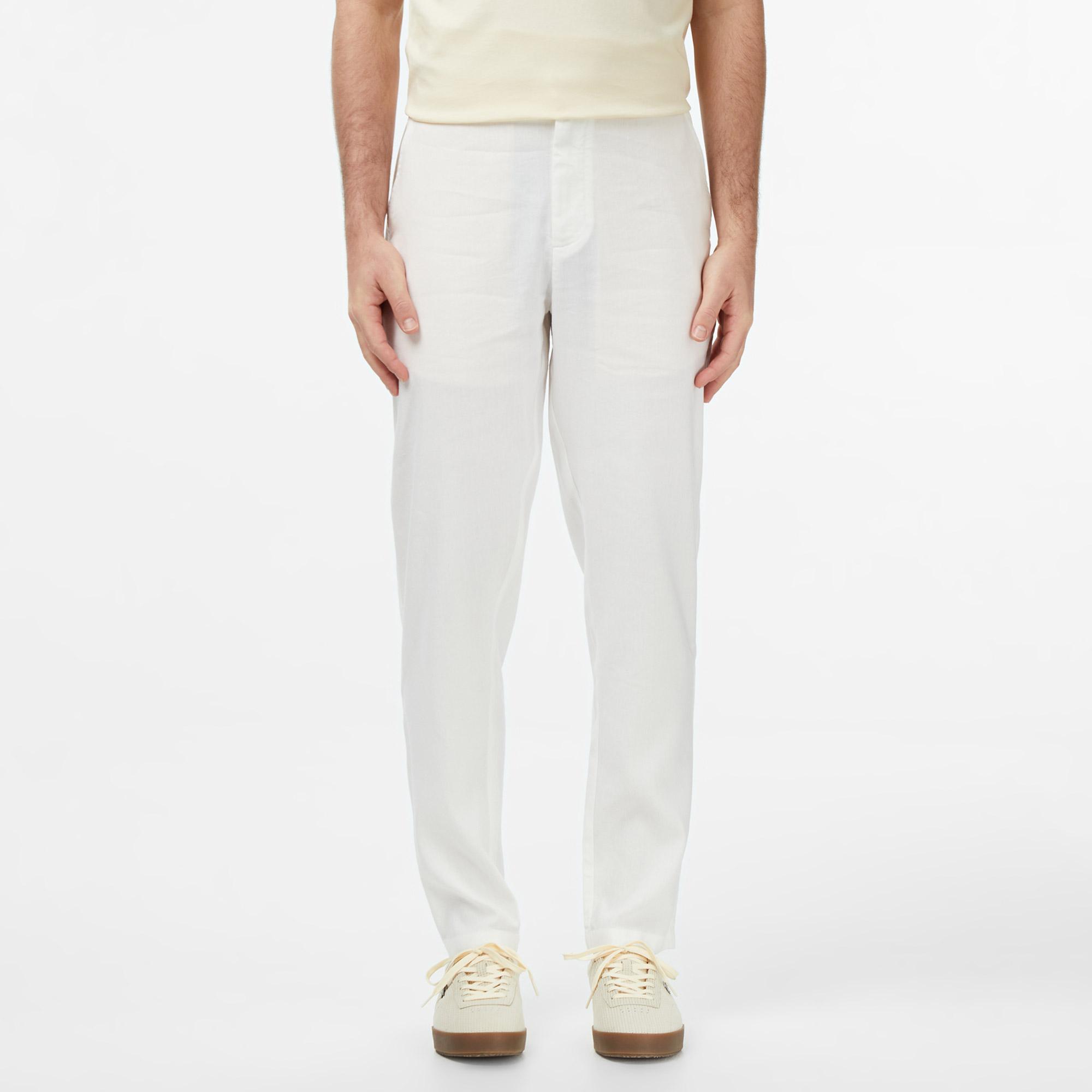 Erkek Tapered Fit Beyaz Chino Pantolon