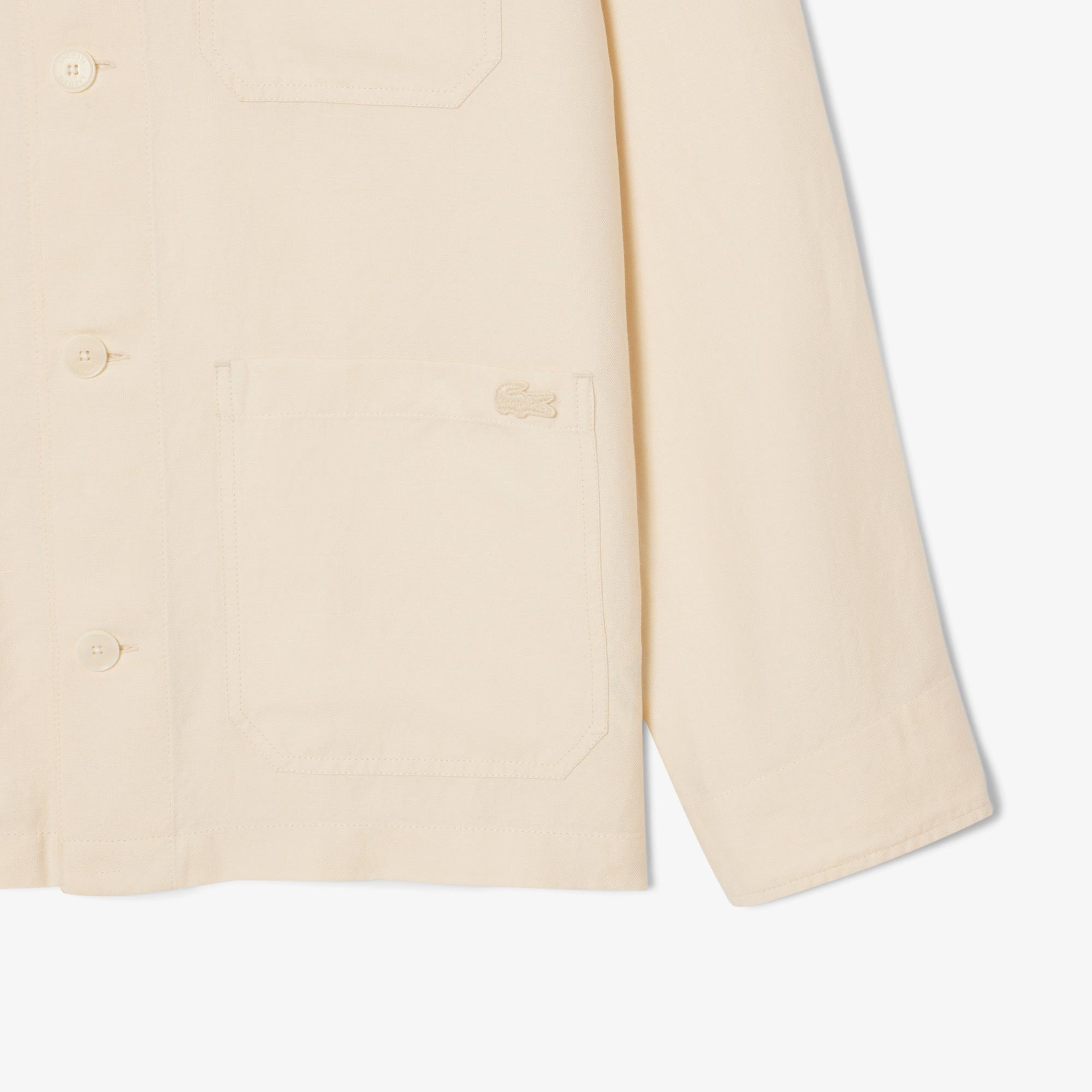 Erkek Relaxed Fit Keten Bej Dış Gömlek