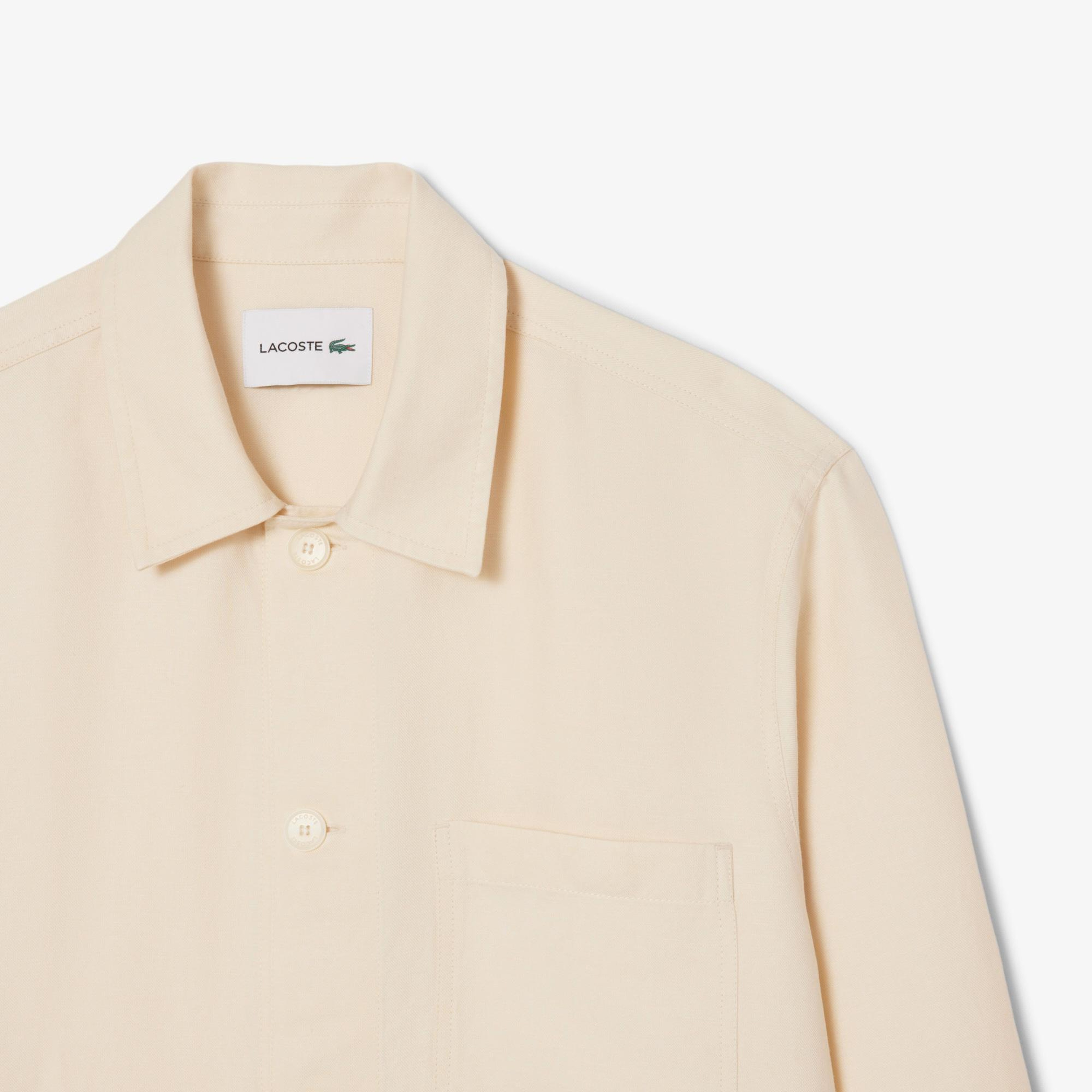 Erkek Relaxed Fit Keten Bej Dış Gömlek