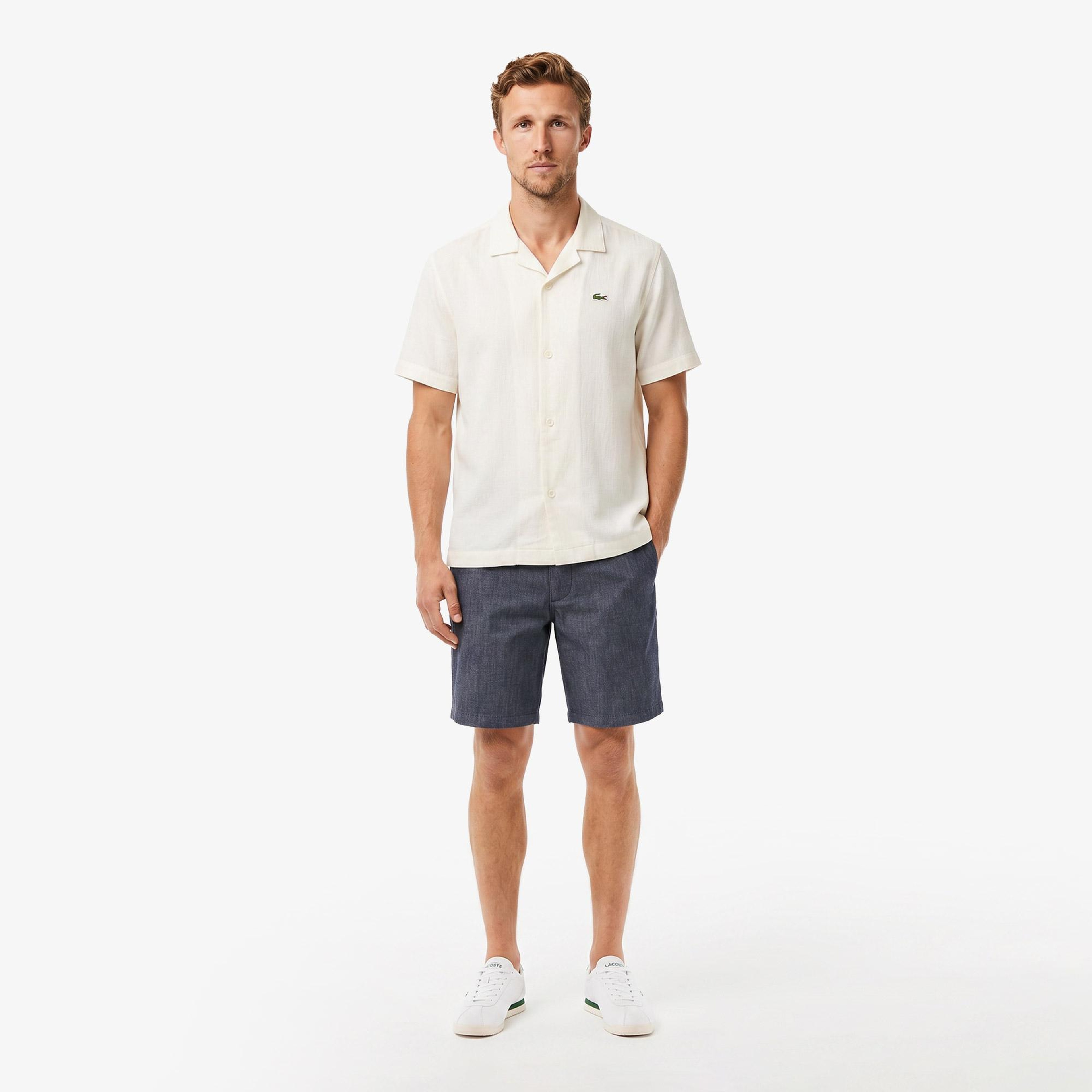 Erkek Relaxed Fit Kısa Kollu Krem Gömlek