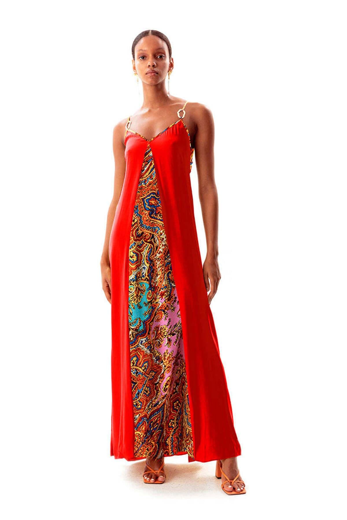 POPPY V-YAKA MAXI ELBİSE