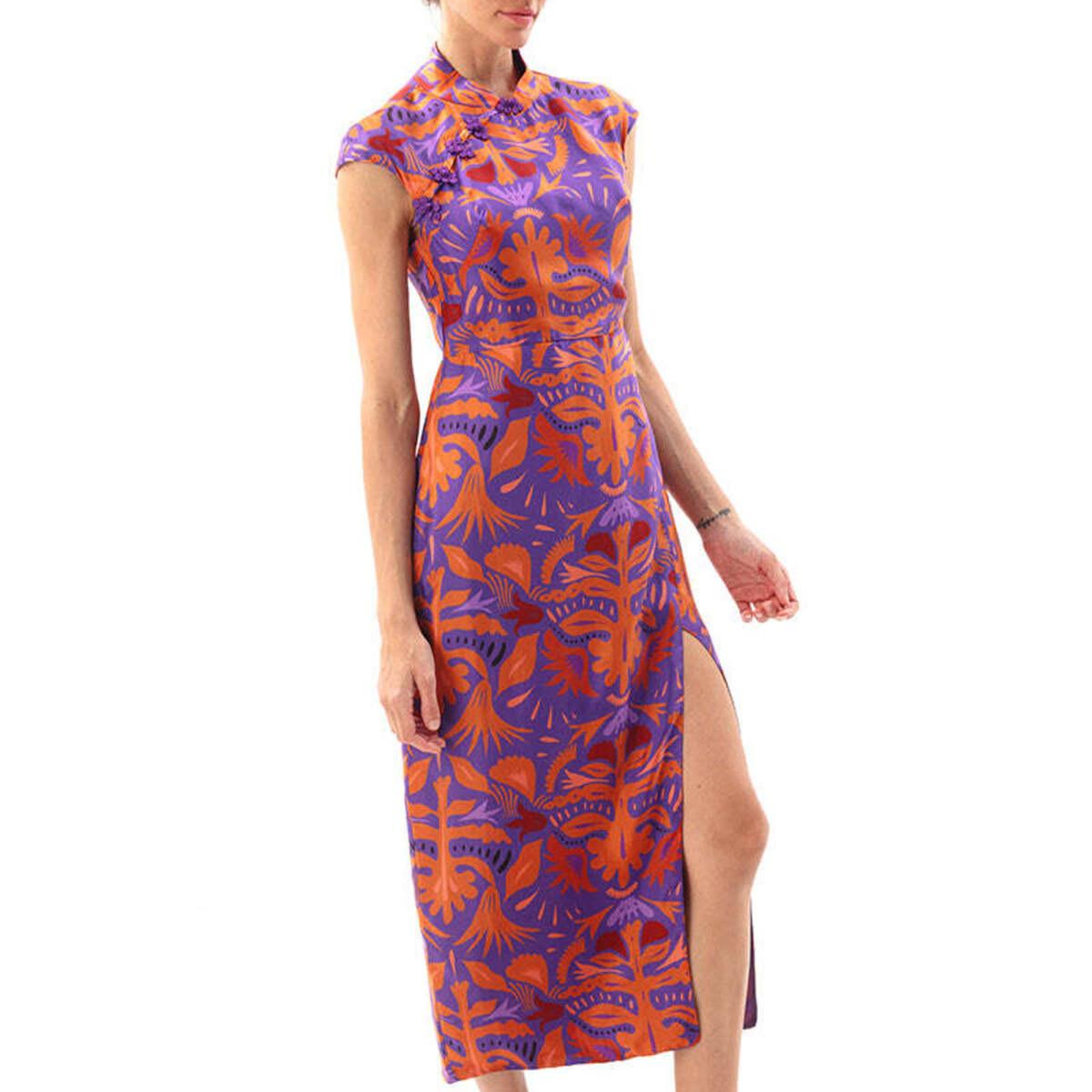 MAUVE MAXI CHEONGSAM ELBİSE