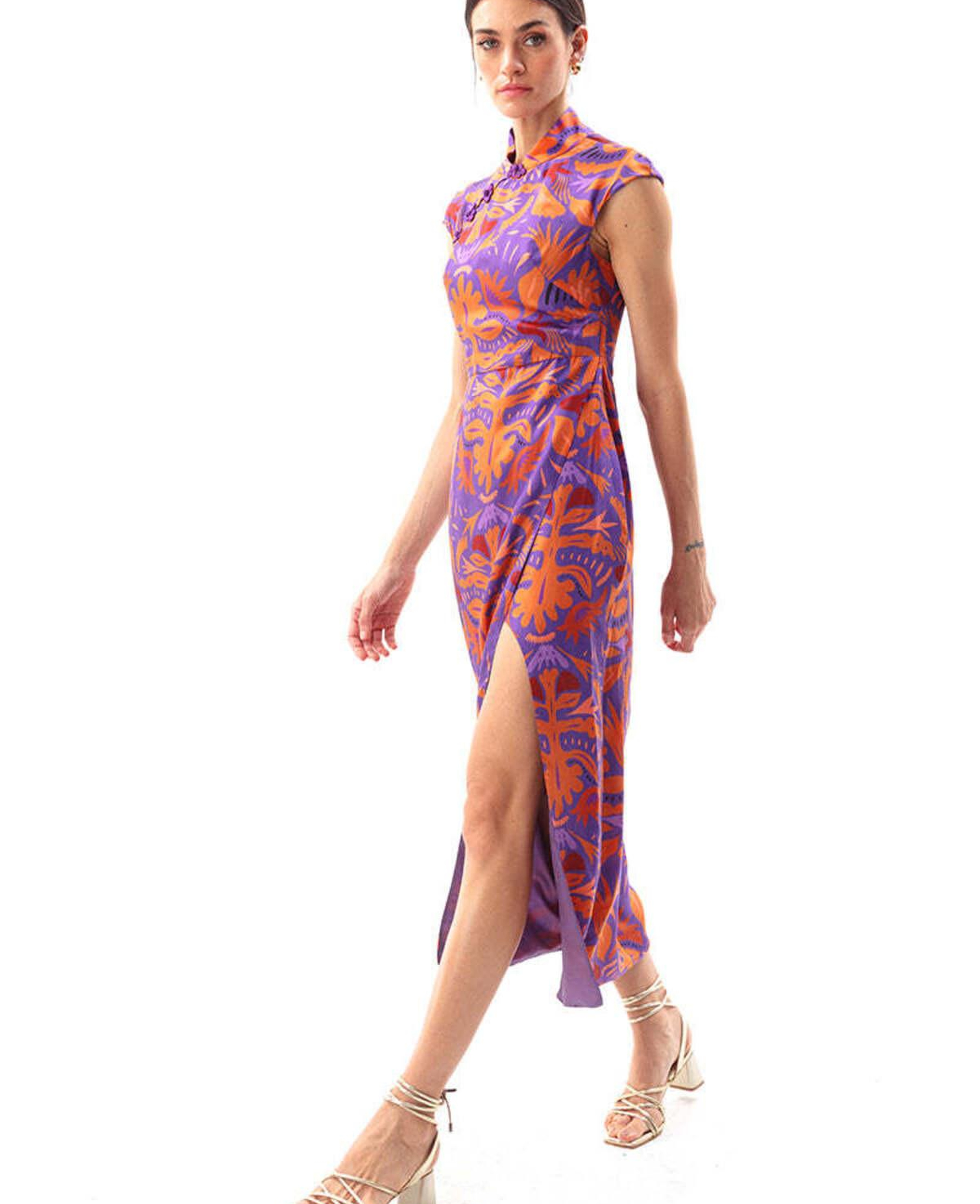 MAUVE MAXI CHEONGSAM ELBİSE
