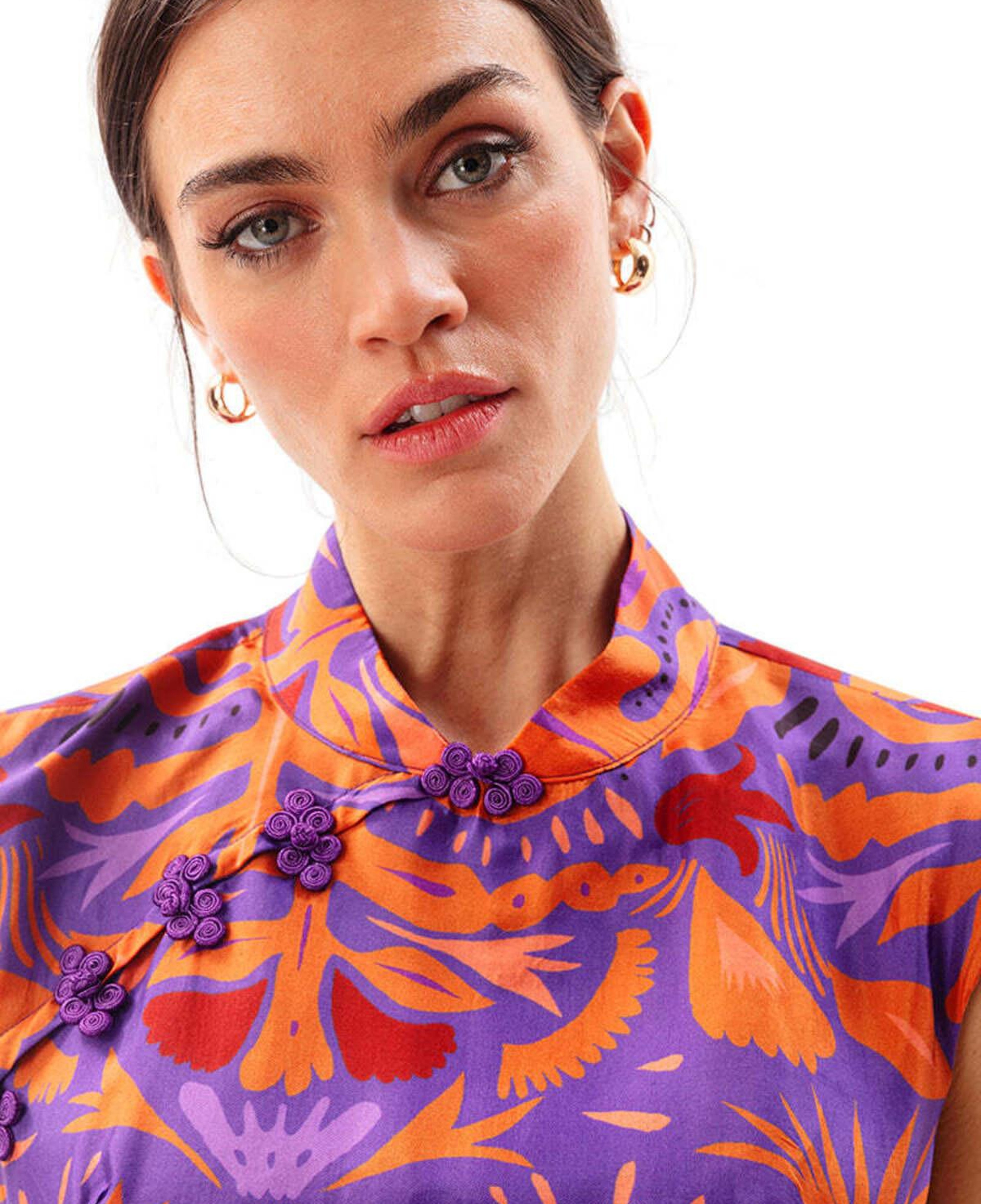MAUVE MAXI CHEONGSAM ELBİSE