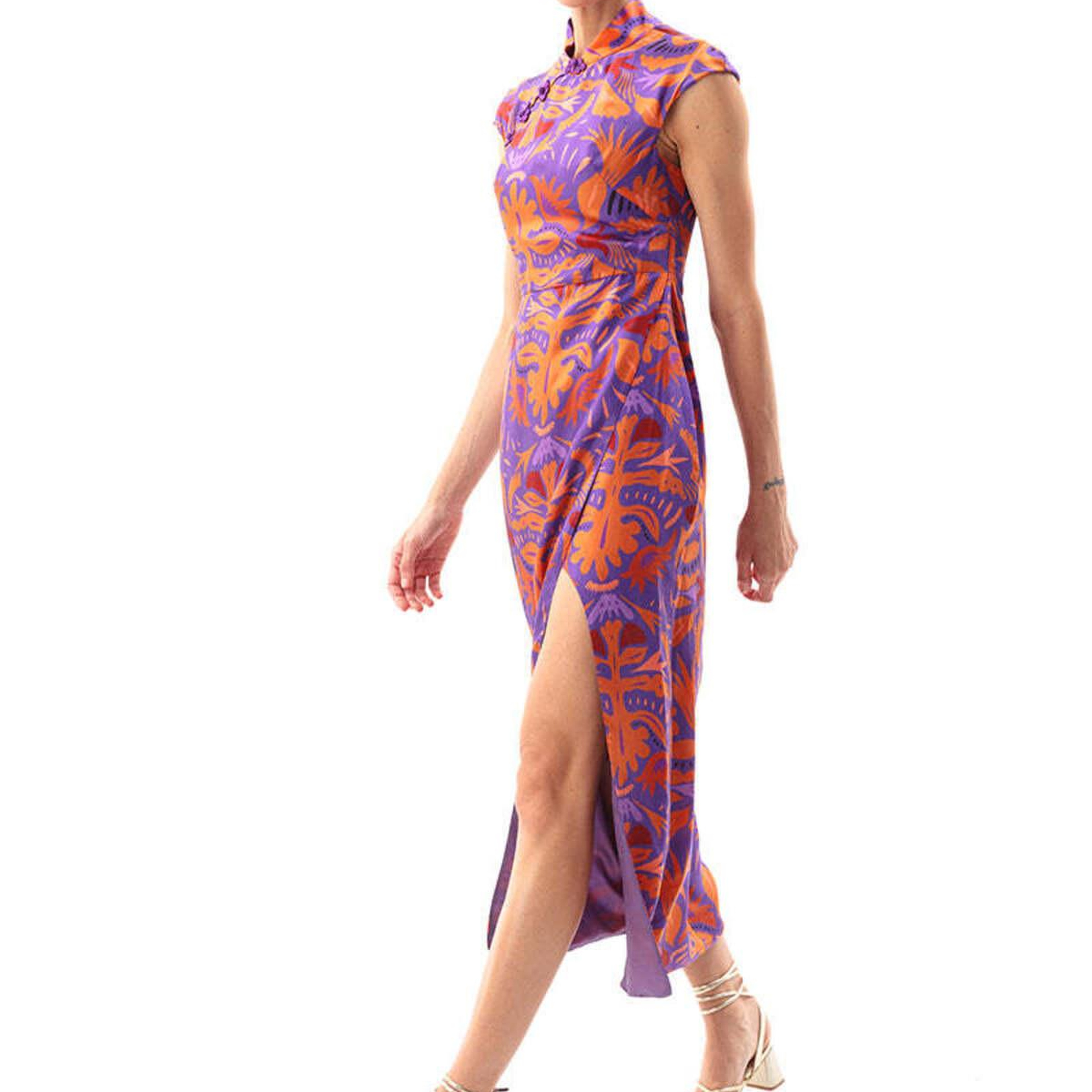 MAUVE MAXI CHEONGSAM ELBİSE