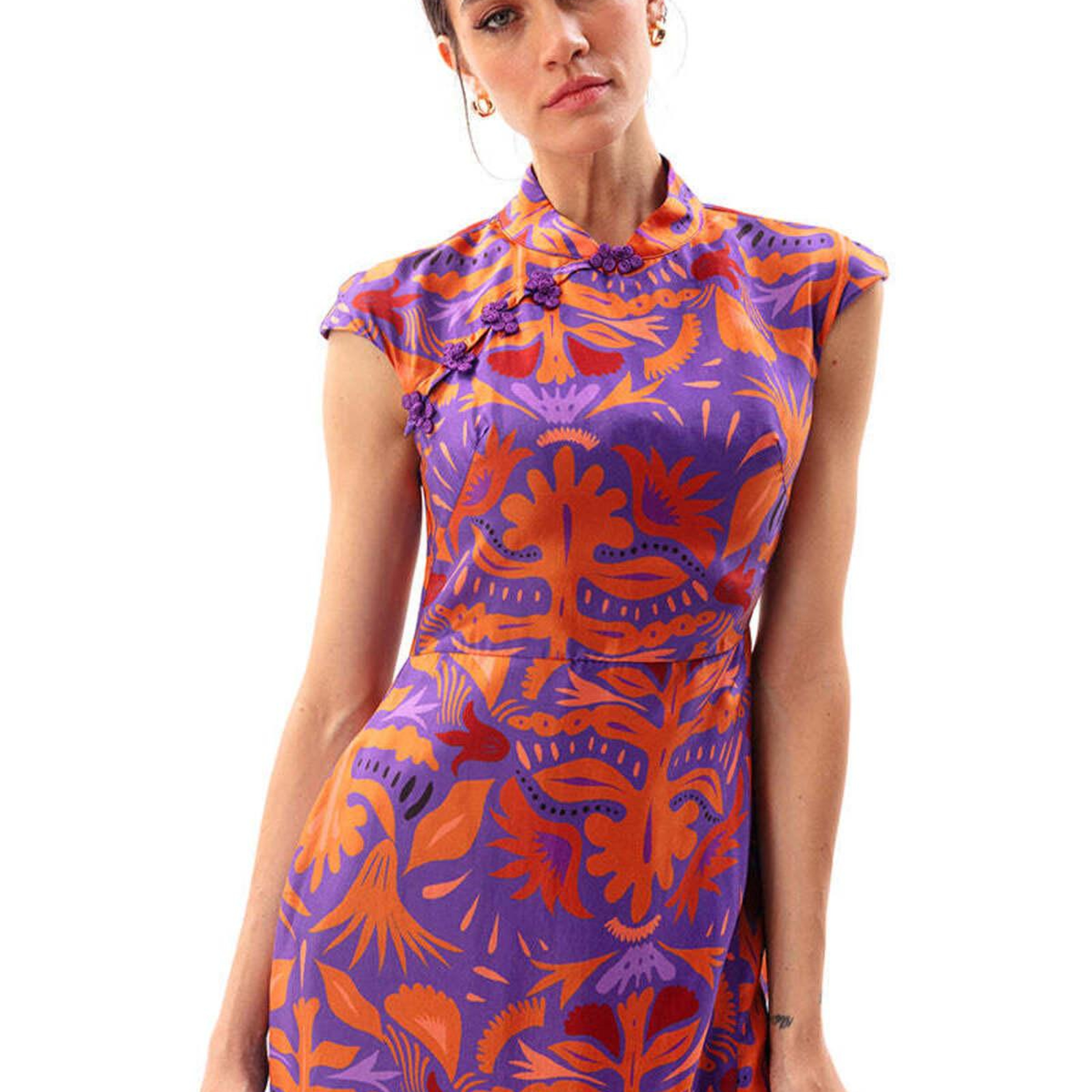 MAUVE MAXI CHEONGSAM ELBİSE