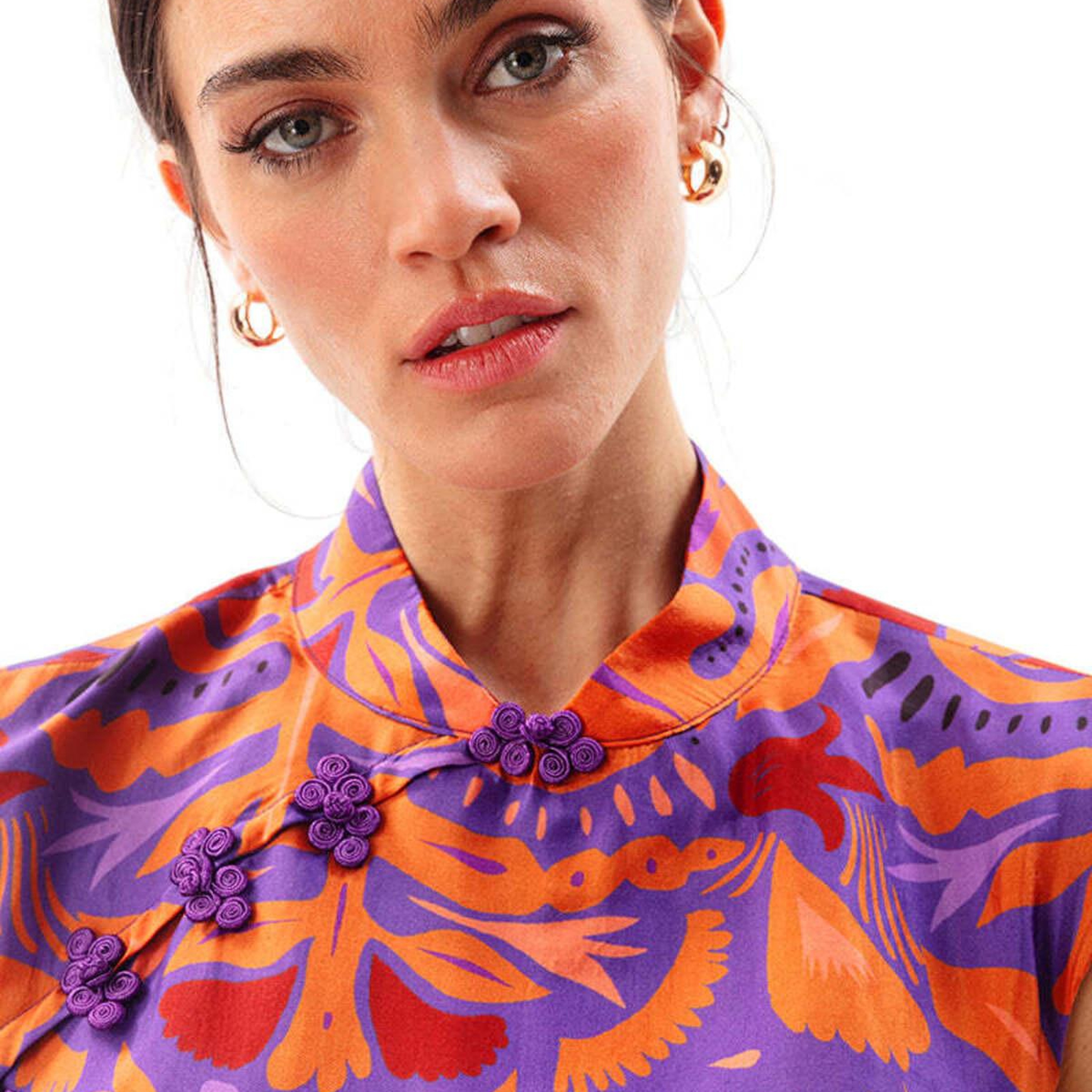 MAUVE MAXI CHEONGSAM ELBİSE