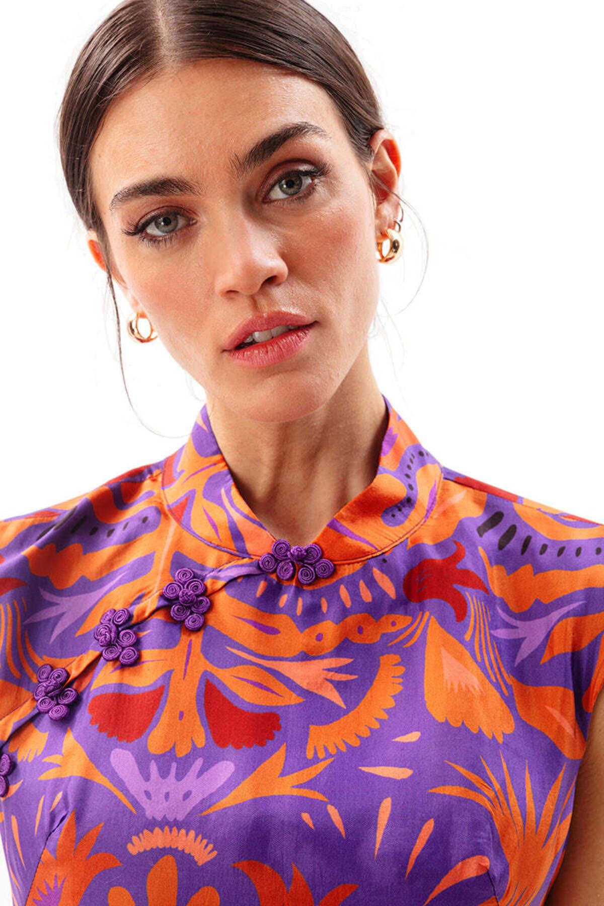 MAUVE MAXI CHEONGSAM ELBİSE