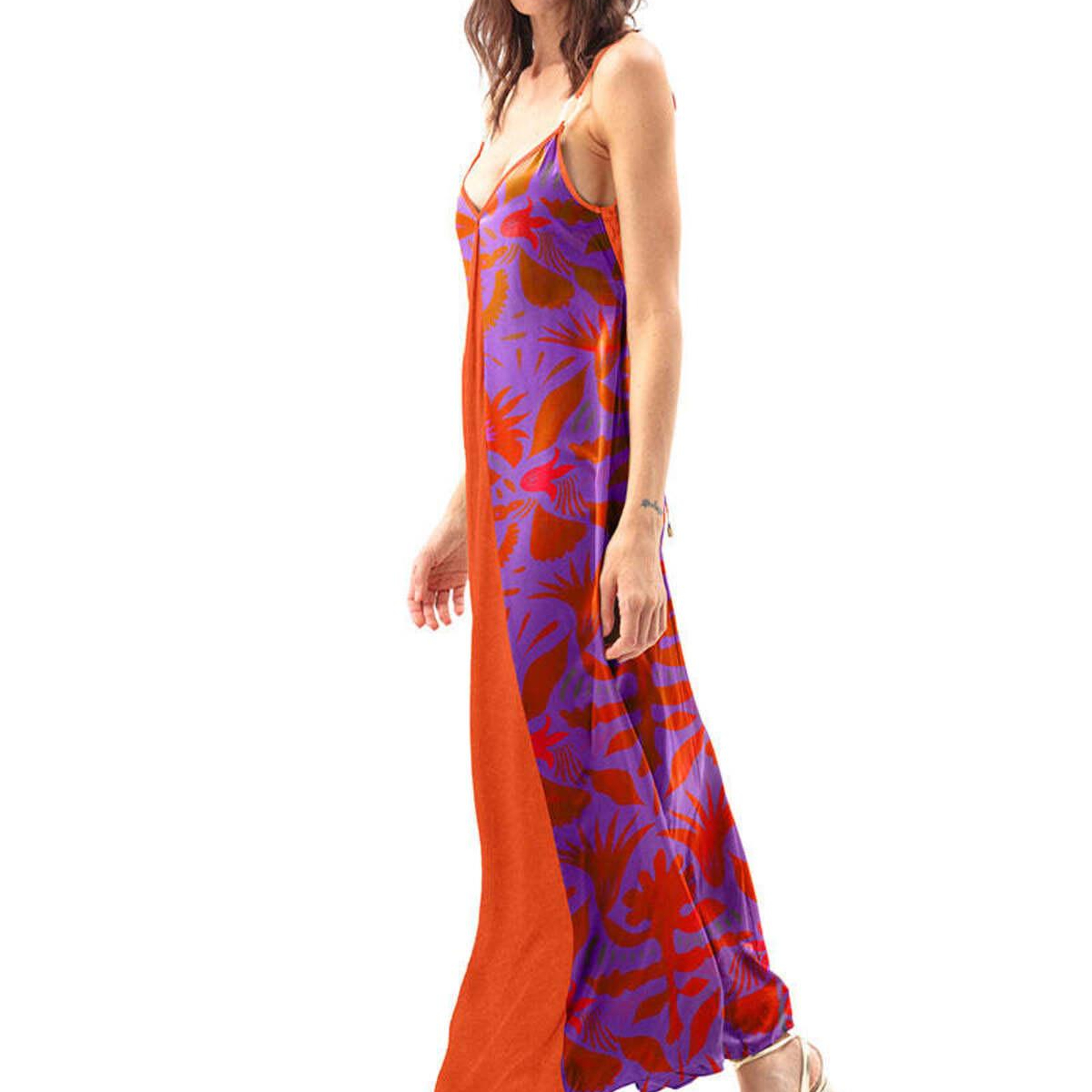 MAUVE V-YAKA MAXI ELBİSE