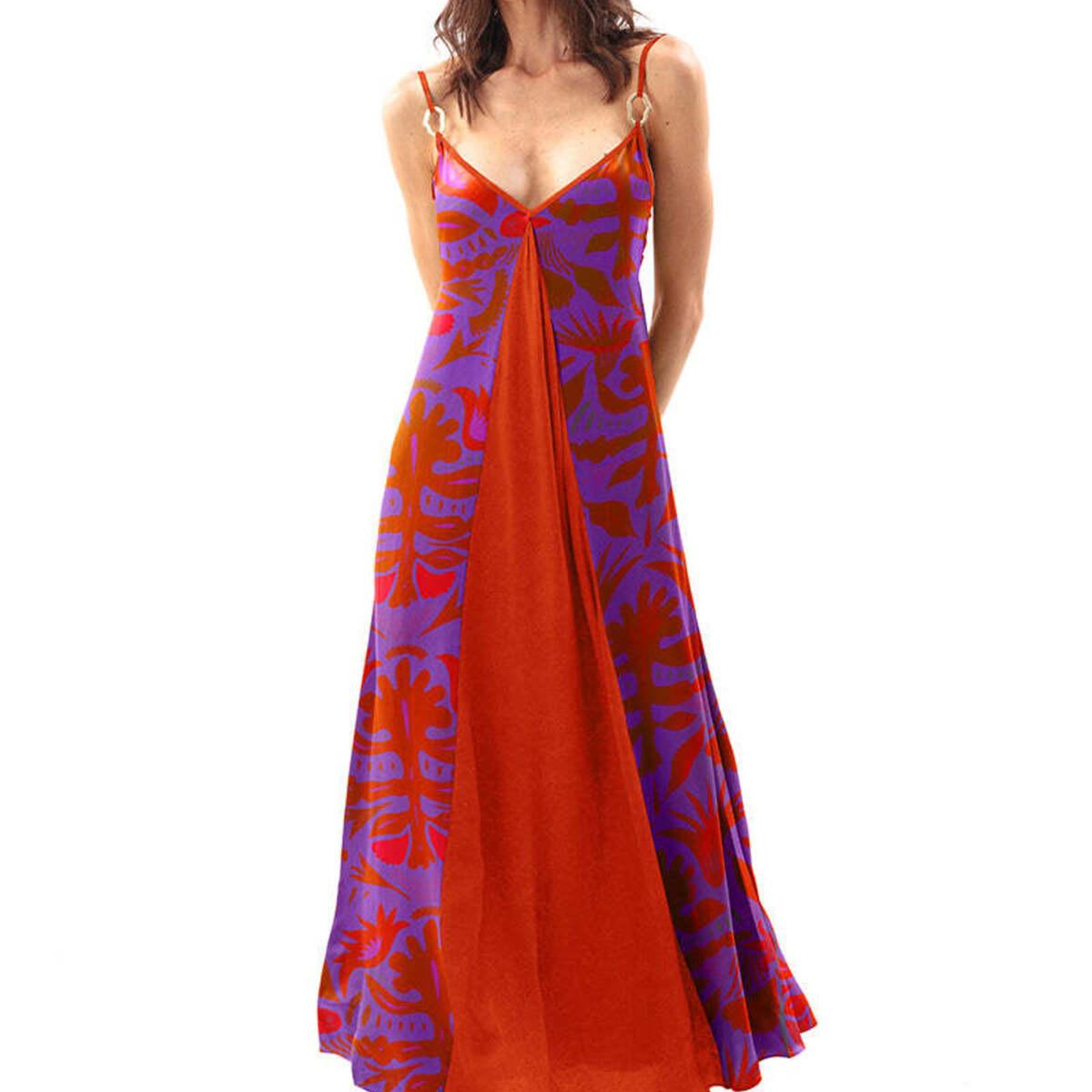MAUVE V-YAKA MAXI ELBİSE