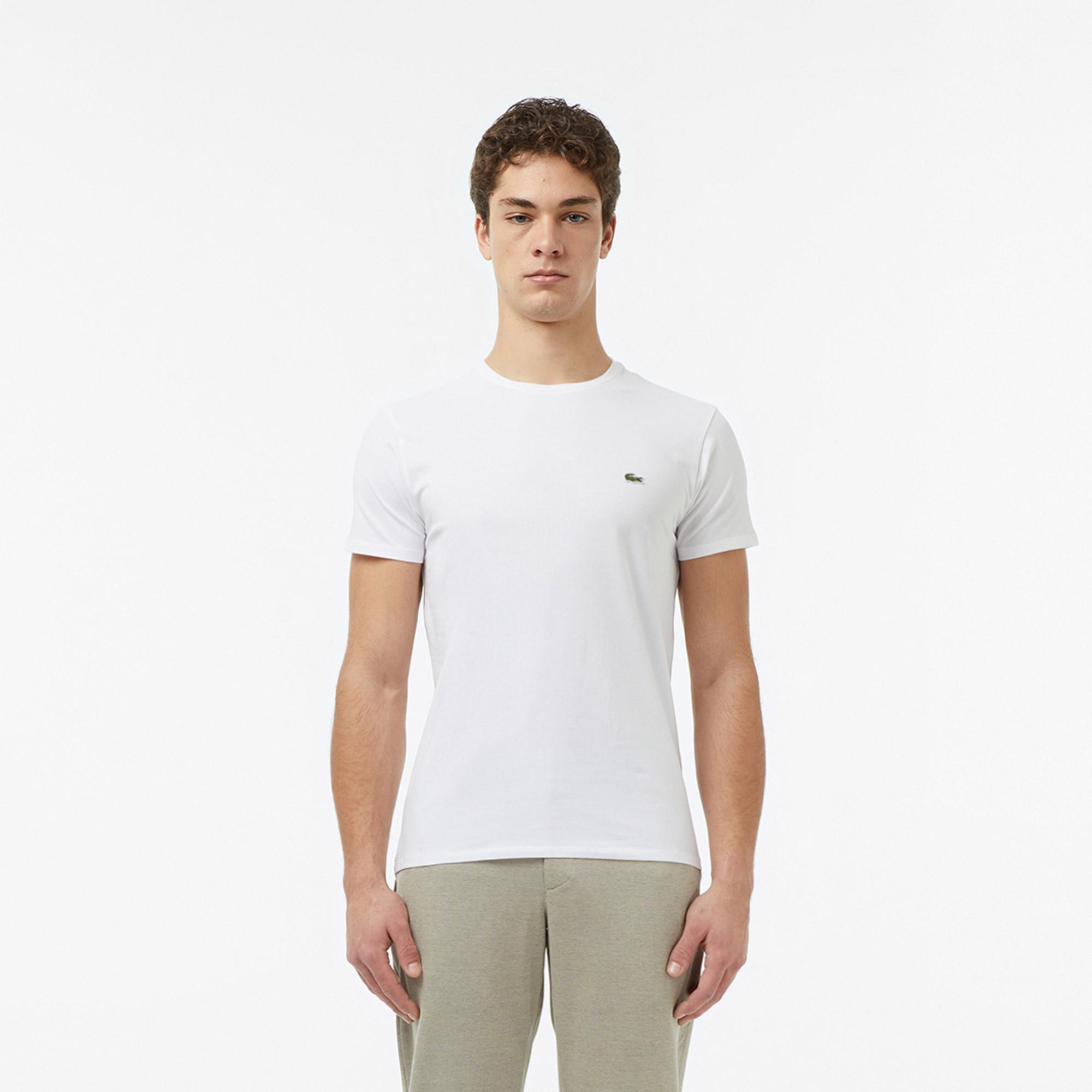 Lacoste Erkek Slim Fit Bisiklet Yaka Beyaz T-Shirt