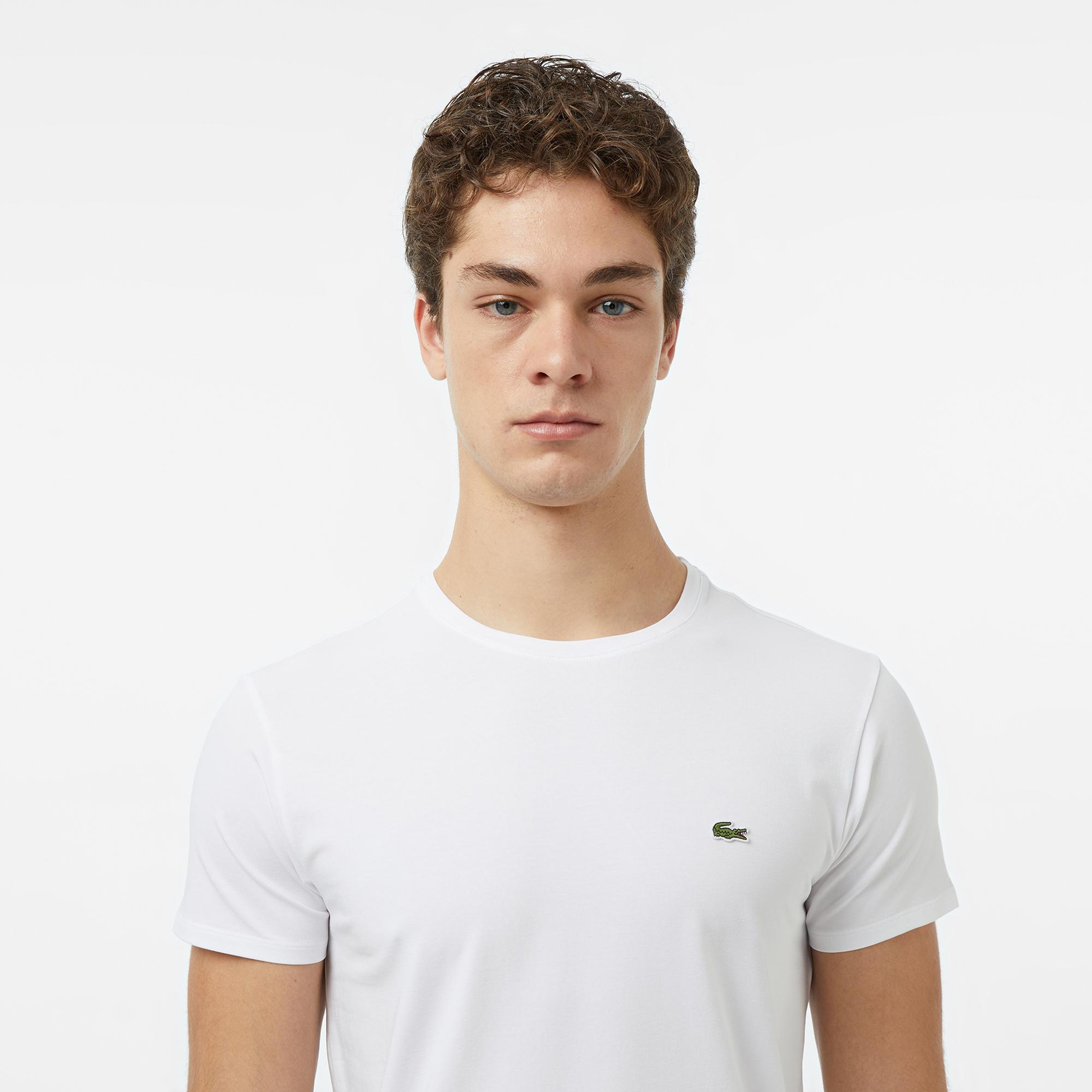Lacoste Erkek Slim Fit Bisiklet Yaka Beyaz T-Shirt