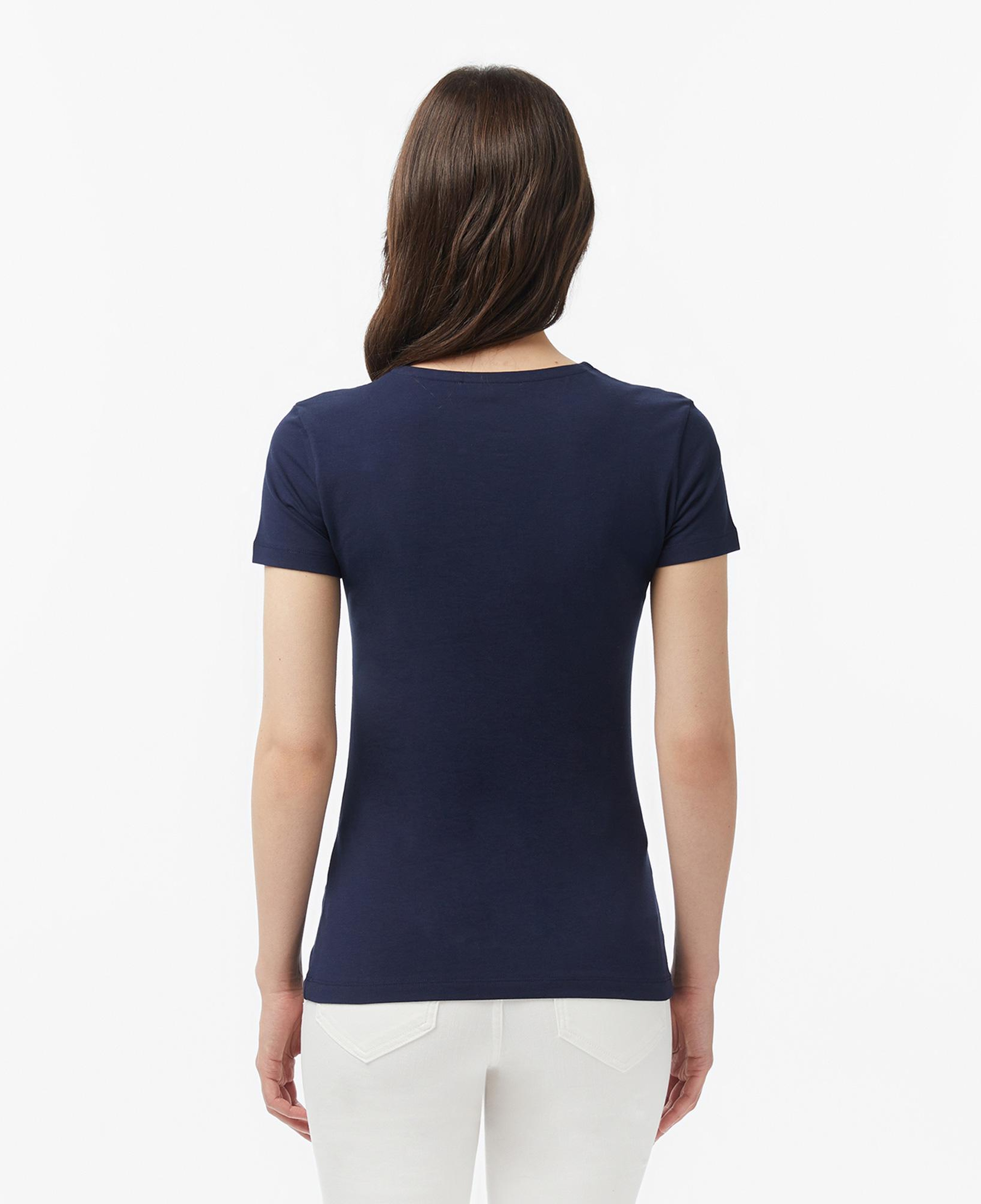 Lacoste Kadın Slim Fit V Yaka Lacivert T-Shirt