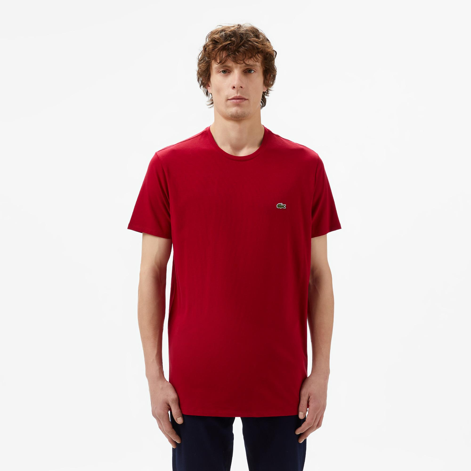 Lacoste Erkek Slim Fit Bisiklet Yaka Bordo T-Shirt