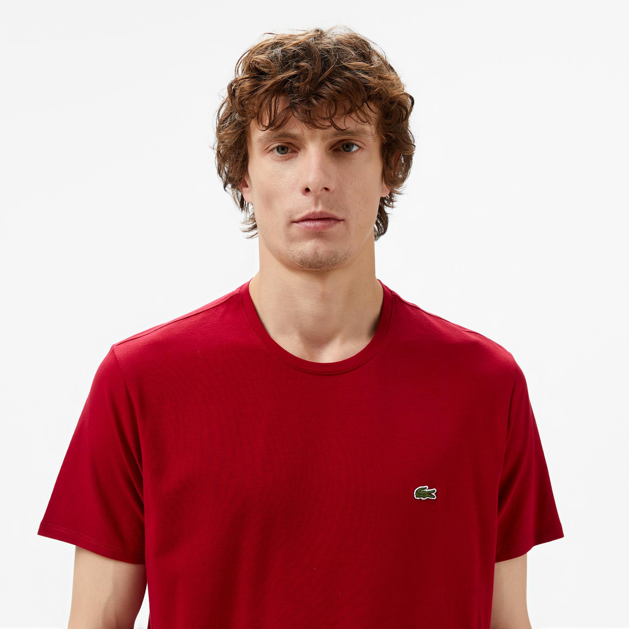 Lacoste Erkek Slim Fit Bisiklet Yaka Bordo T-Shirt