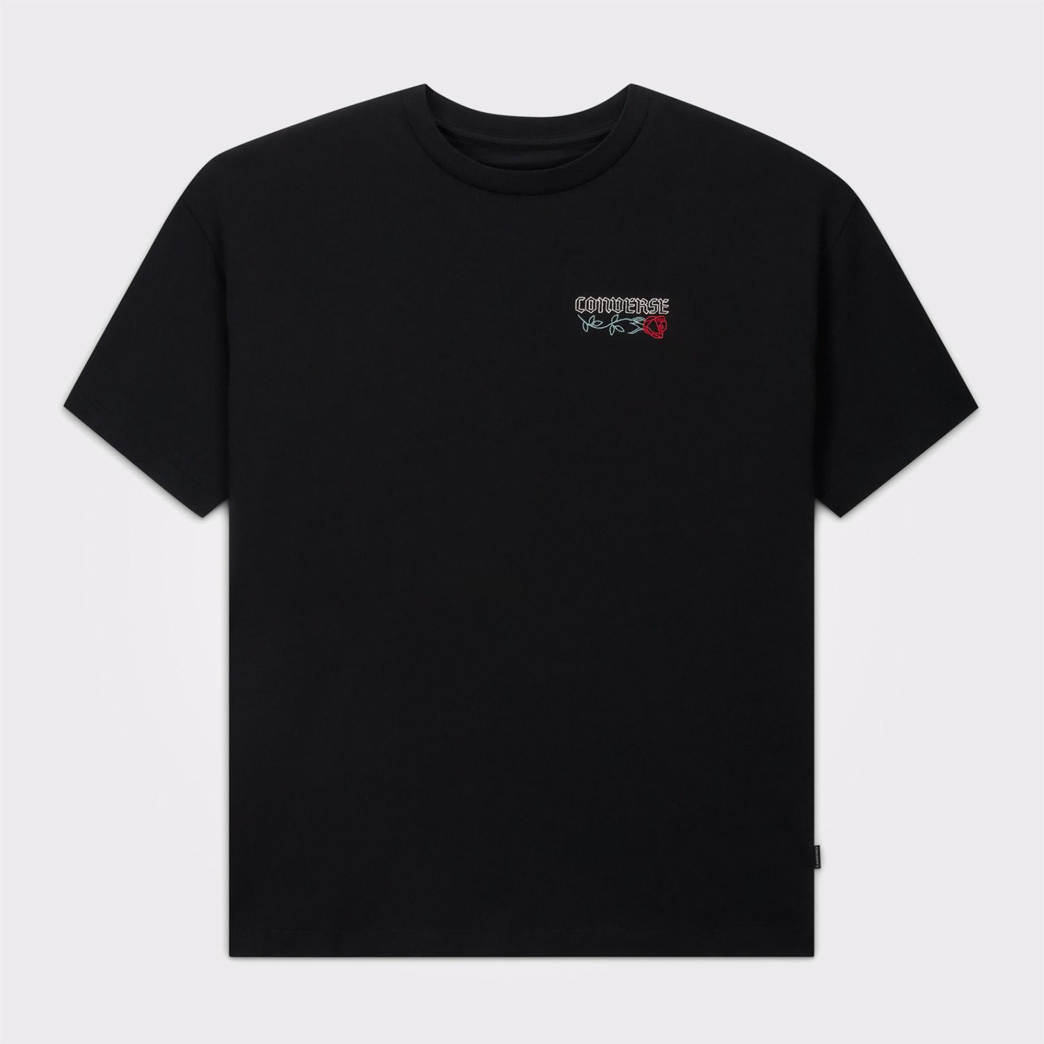 Converse Kadın Baskılı Siyah T-Shirt