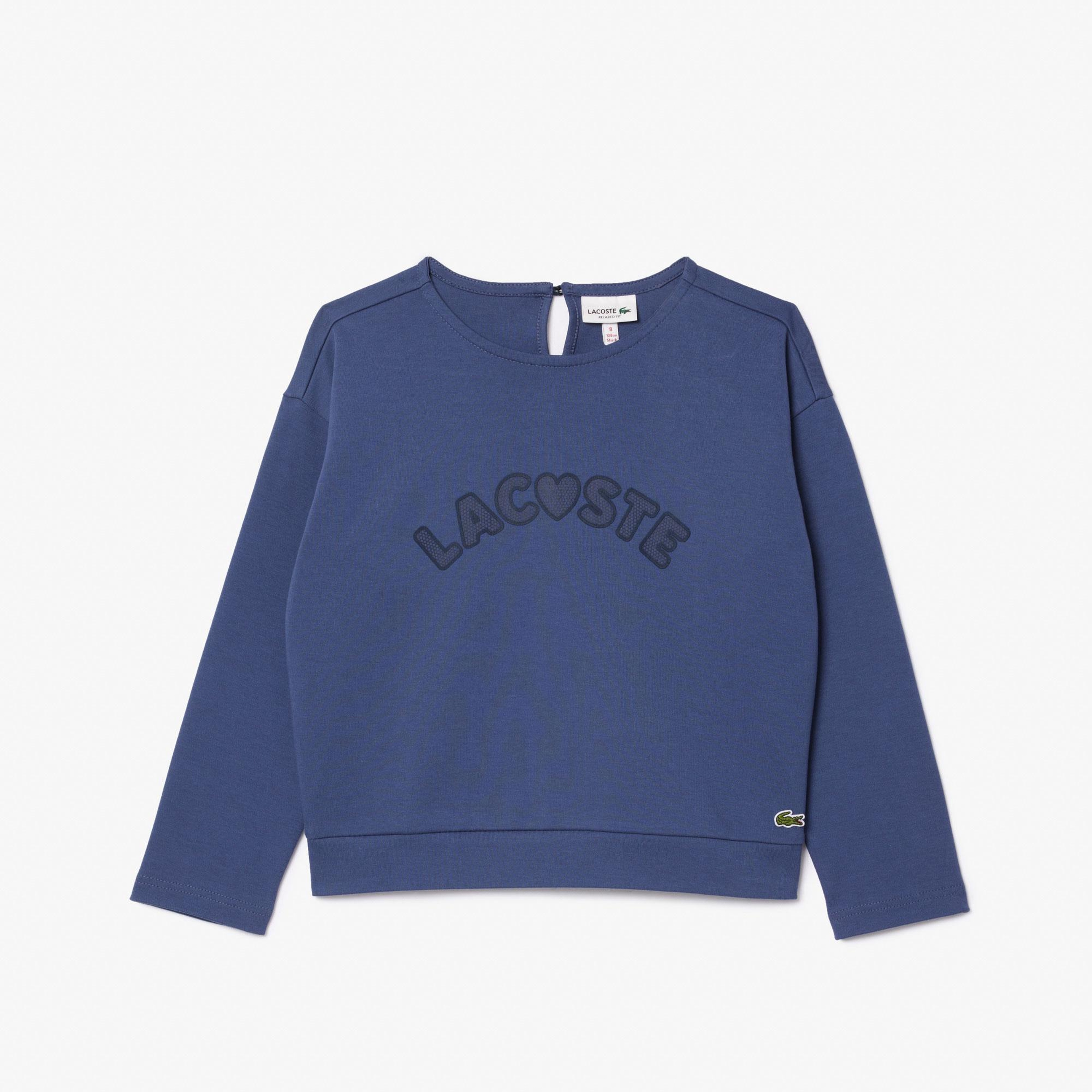 Lacoste Kız Çocuk Uzun Kollu Bisiklet Yaka Baskılı Mor T-Shirt