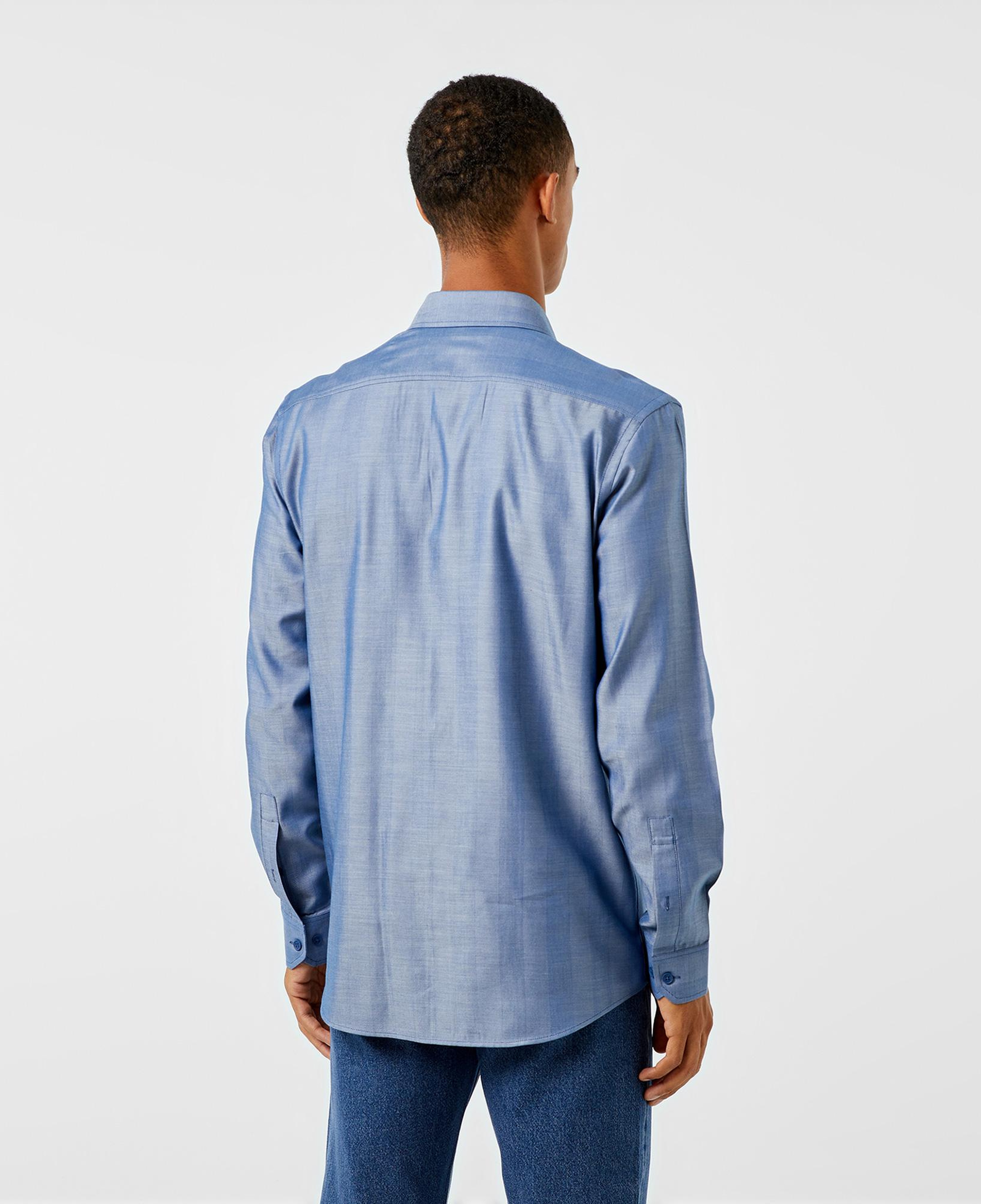 Erkek Slim Fit Düğmeli Yaka Koyu Mavi Gömlek