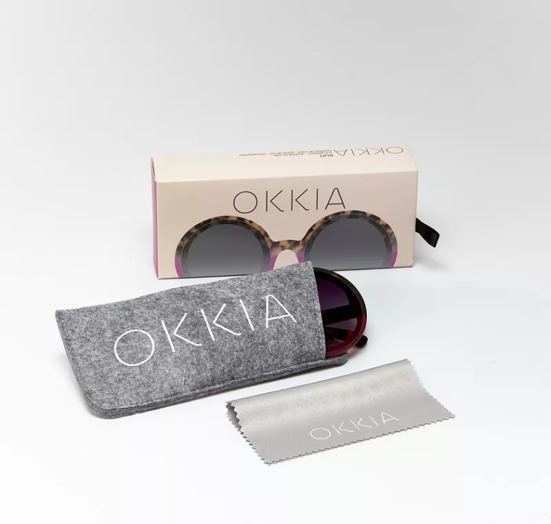 Okkia Monica Unisex  Büyük Yuvarlak Güneş Gözlüğü Havana Pembesi