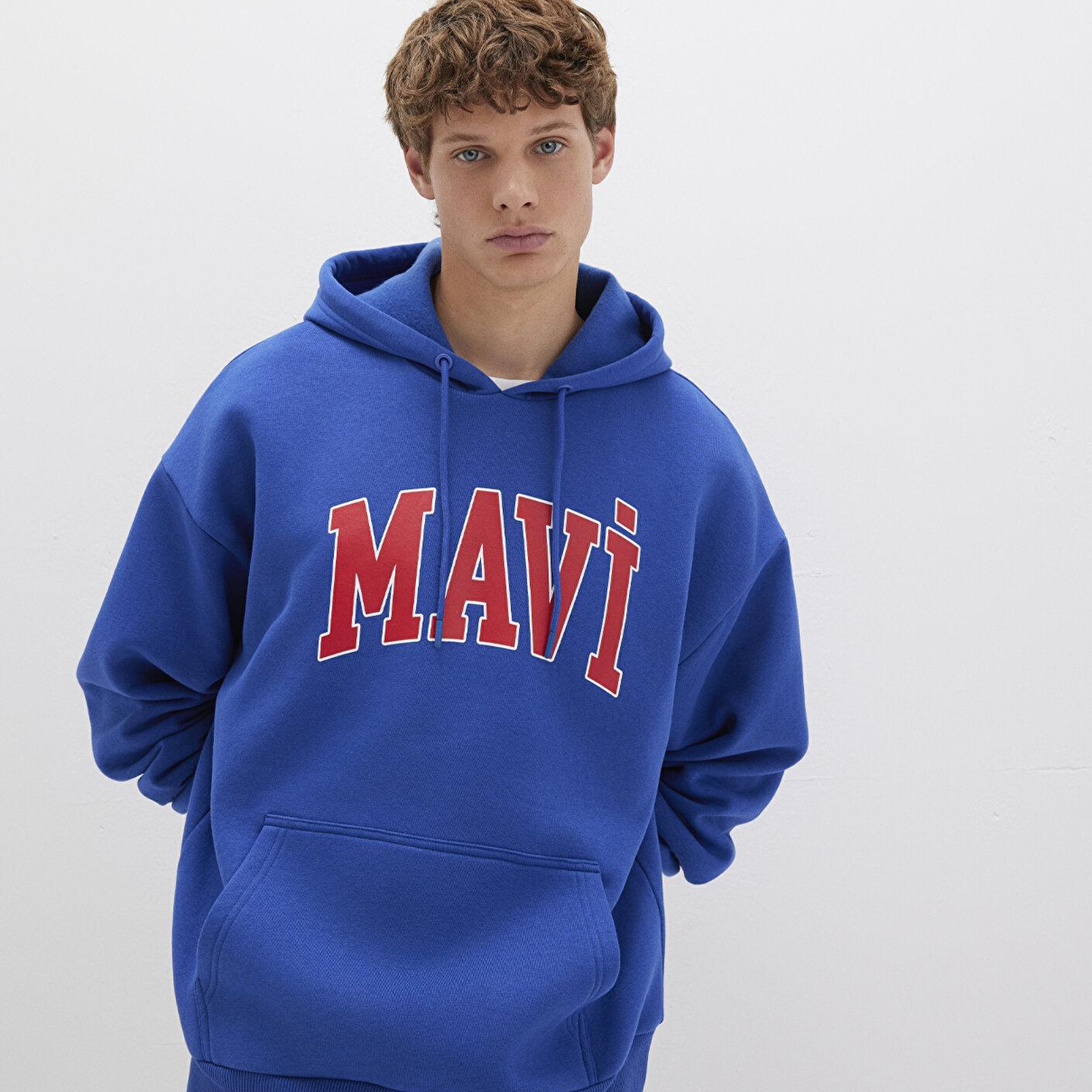 Mavi Mavi Logo Baskılı Kapüşonlu Mavi Sweatshirt 067149-70907