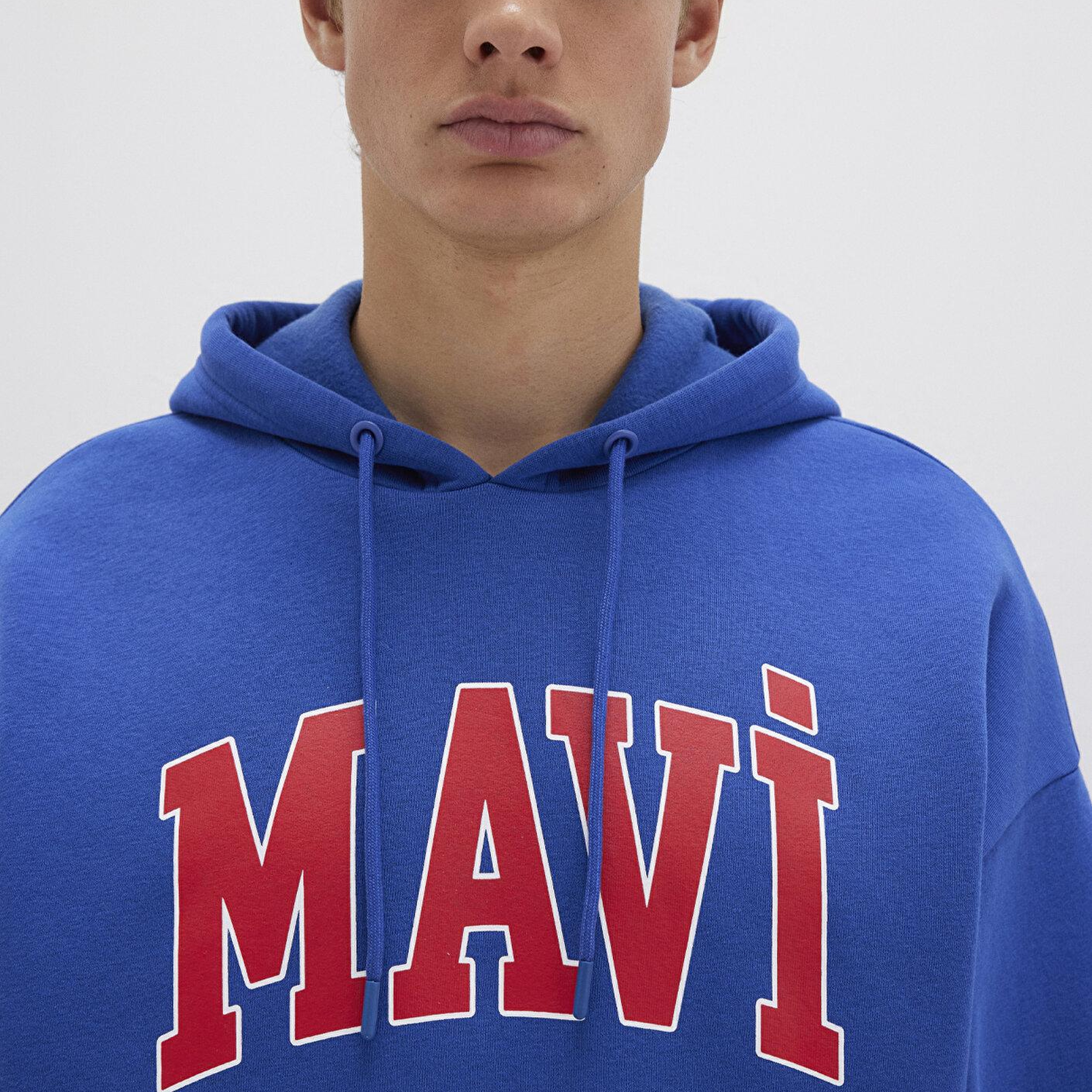 Mavi Mavi Logo Baskılı Kapüşonlu Mavi Sweatshirt 067149-70907