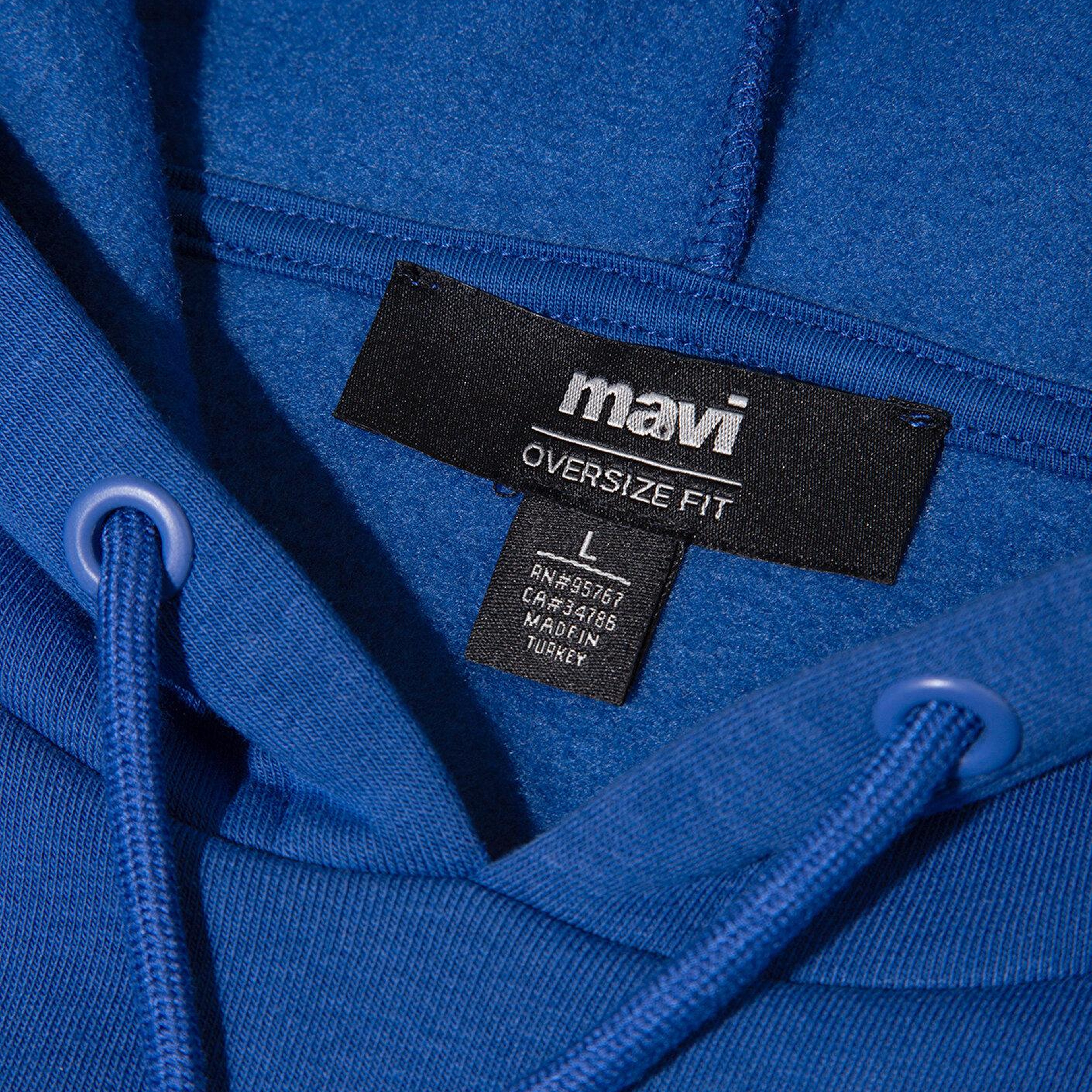 Mavi Mavi Logo Baskılı Kapüşonlu Mavi Sweatshirt 067149-70907