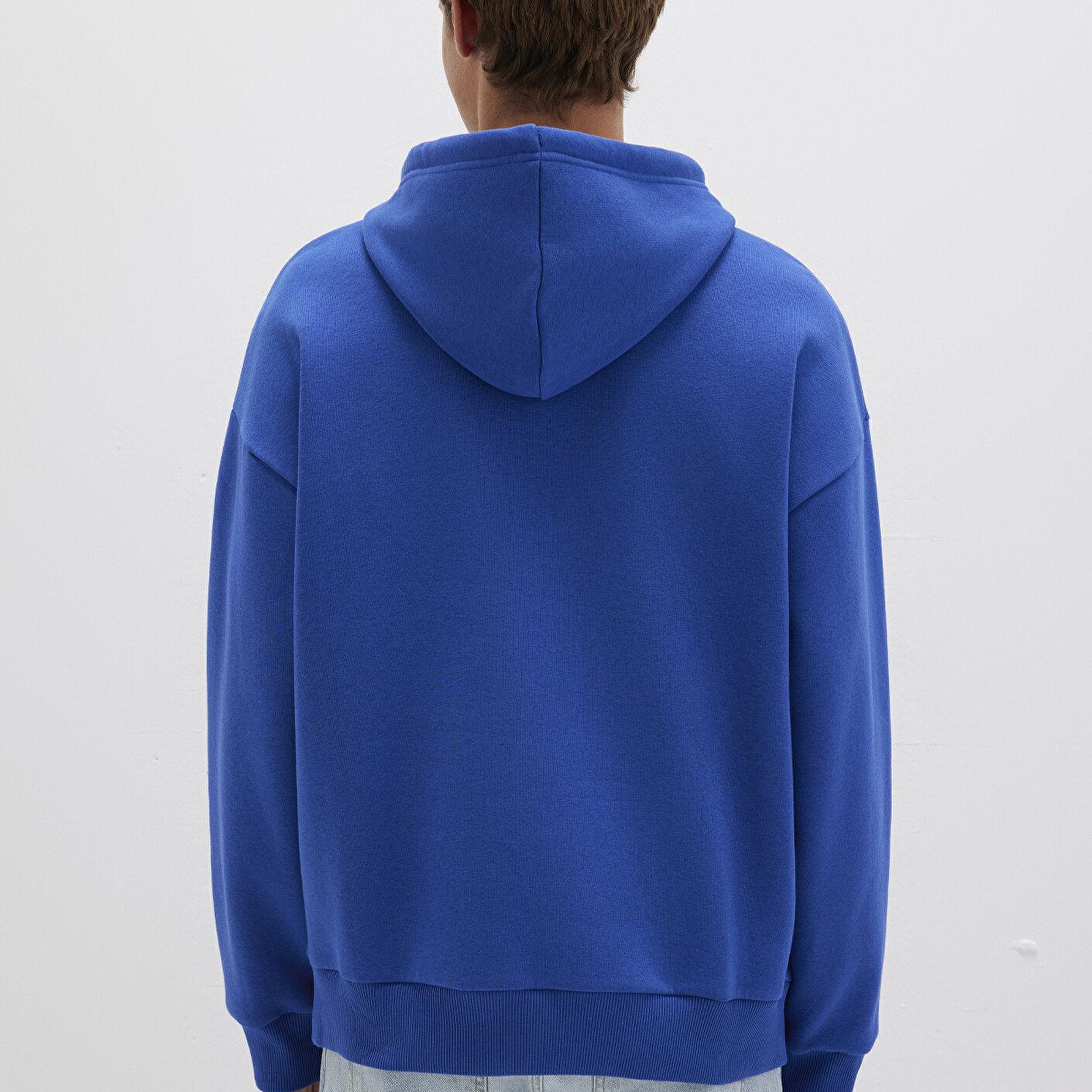 Mavi Mavi Logo Baskılı Kapüşonlu Mavi Sweatshirt 067149-70907