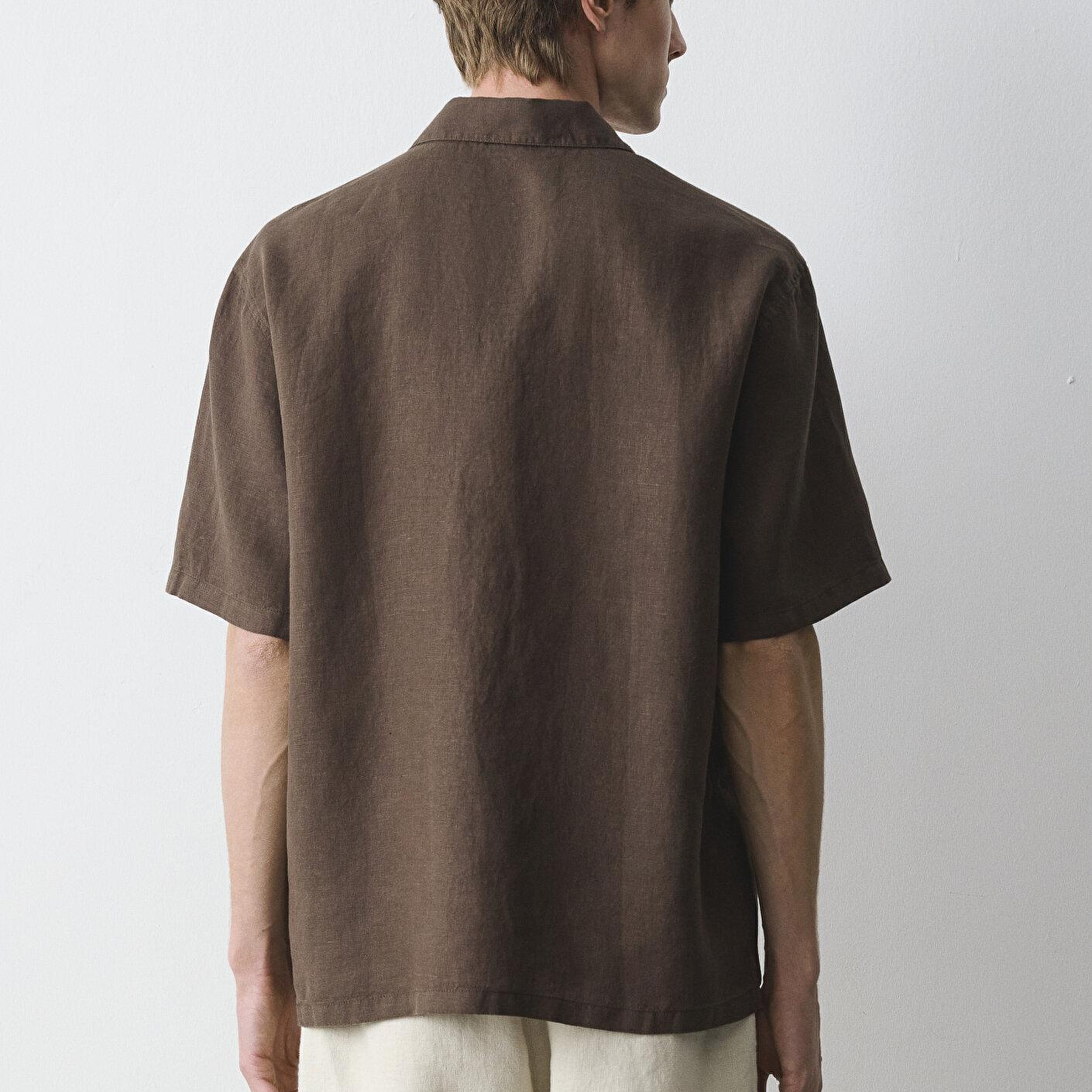 Mavi Kahverengi Keten Gömlek Loose Fit / Bol Rahat Kesim 0211962-71603