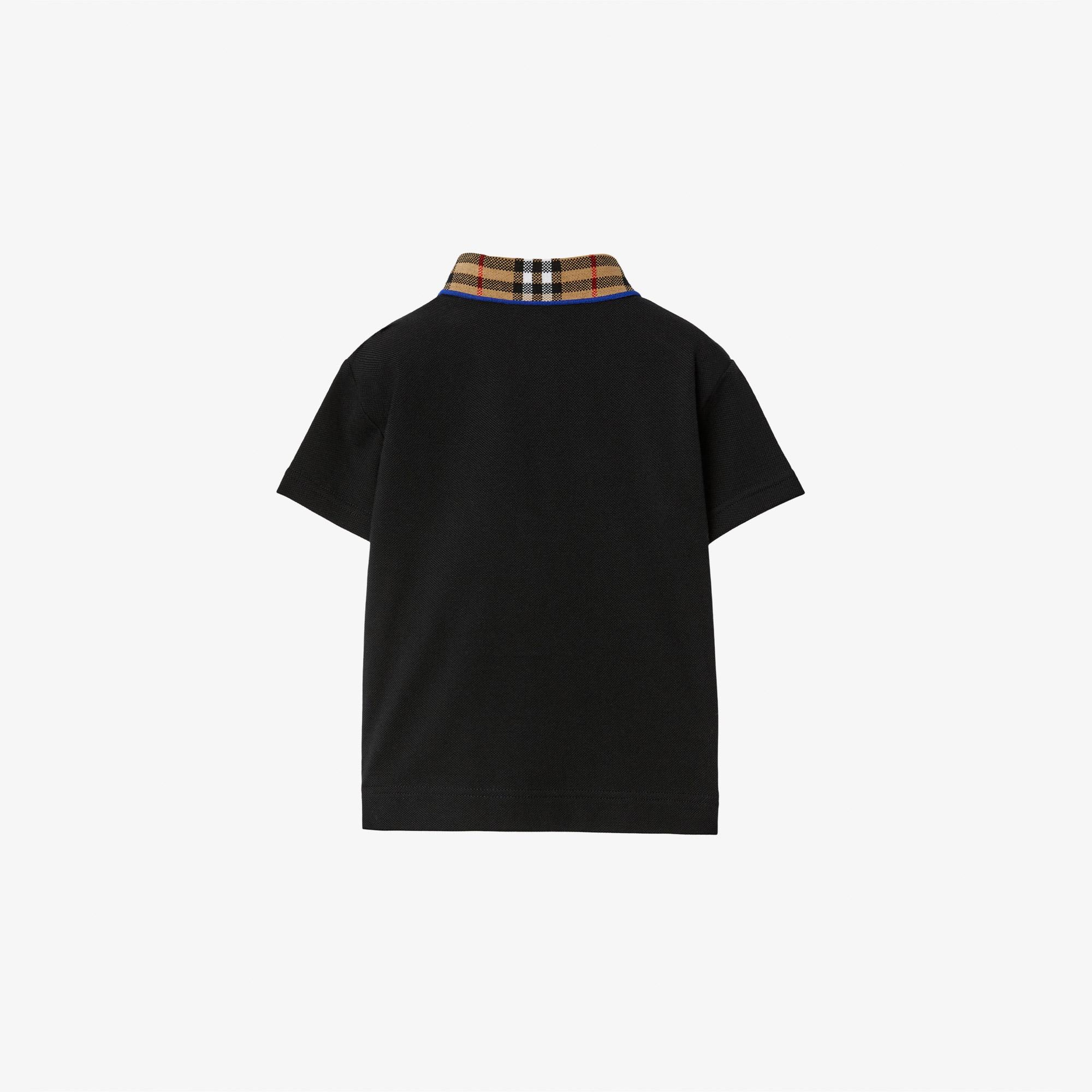 Burberry Check Yaka Detaylı Pamuklu Çocuk Siyah Polo