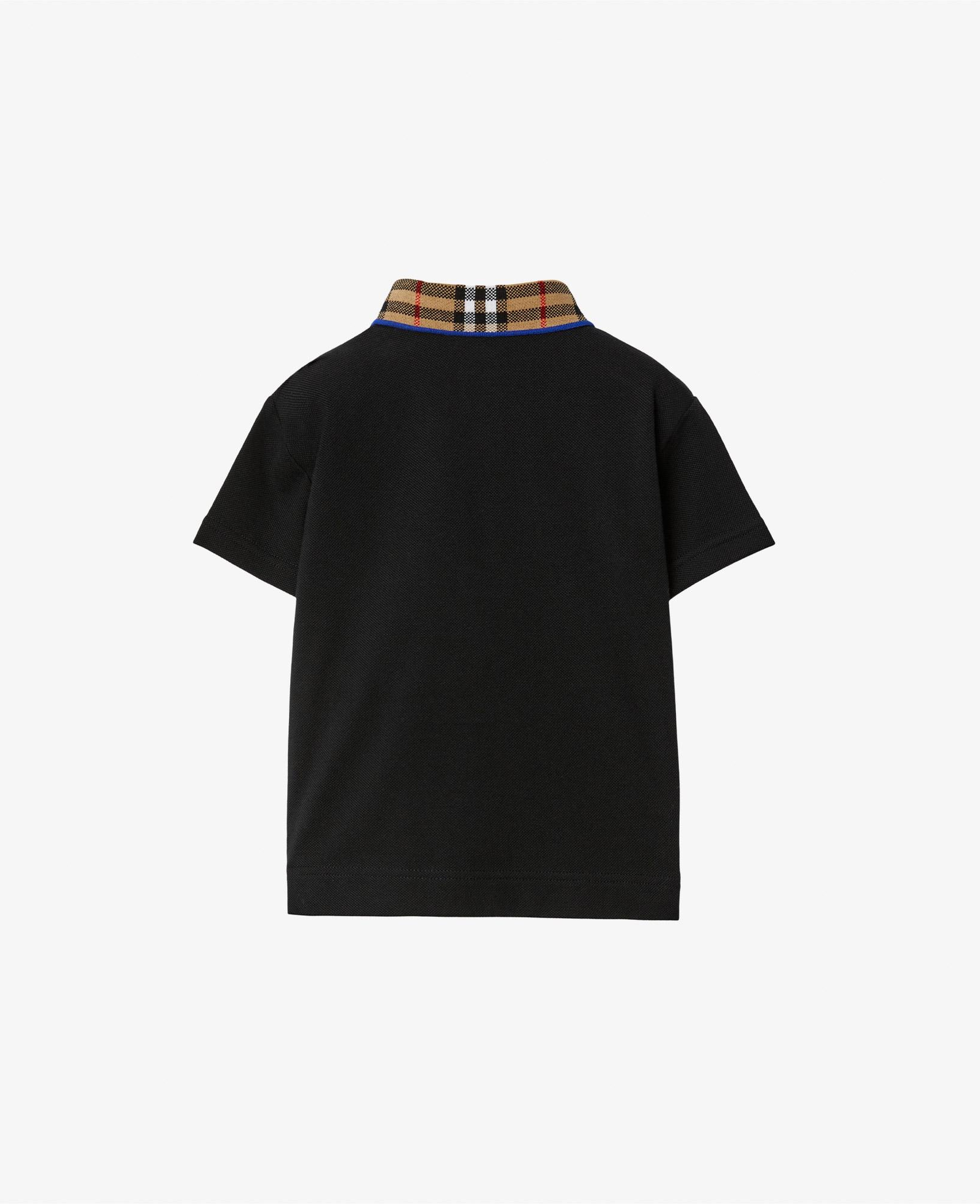 Burberry Check Yaka Detaylı Pamuklu Çocuk Siyah Polo
