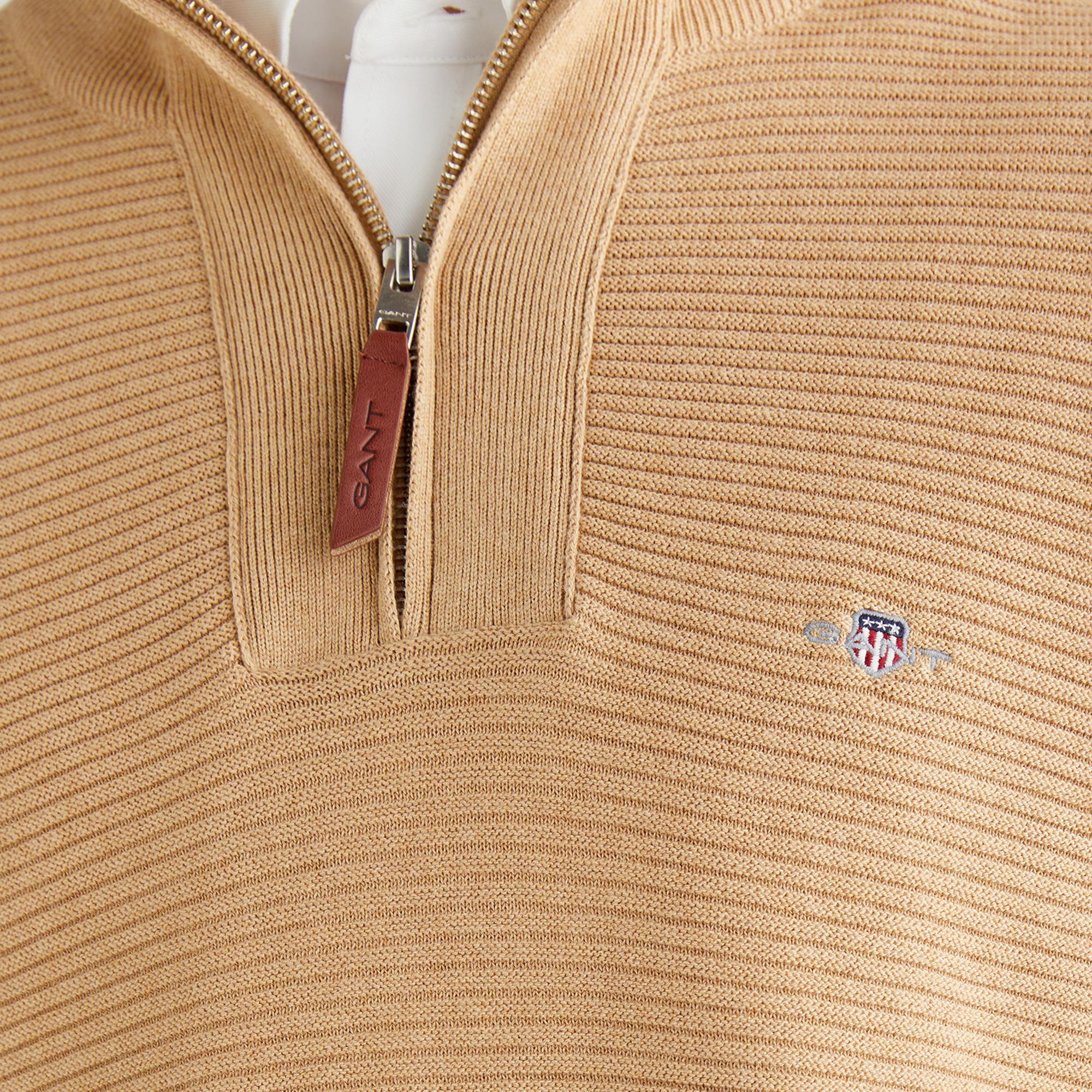 GANT Erkek Bej Regular Fit Yarım Fermuarlı Triko