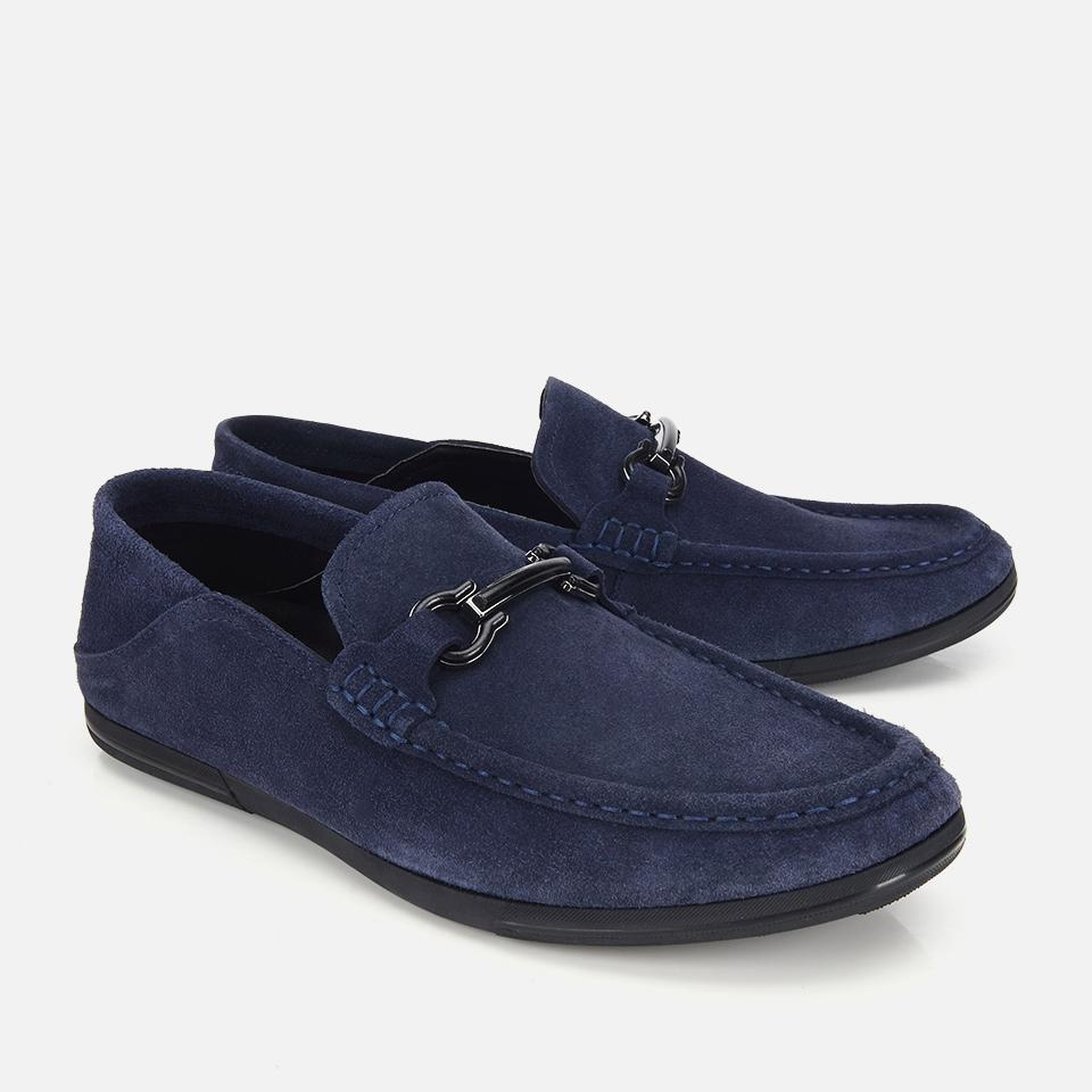 Erkek Süet Deri Lacivert Toka Detaylı Comfort Loafer