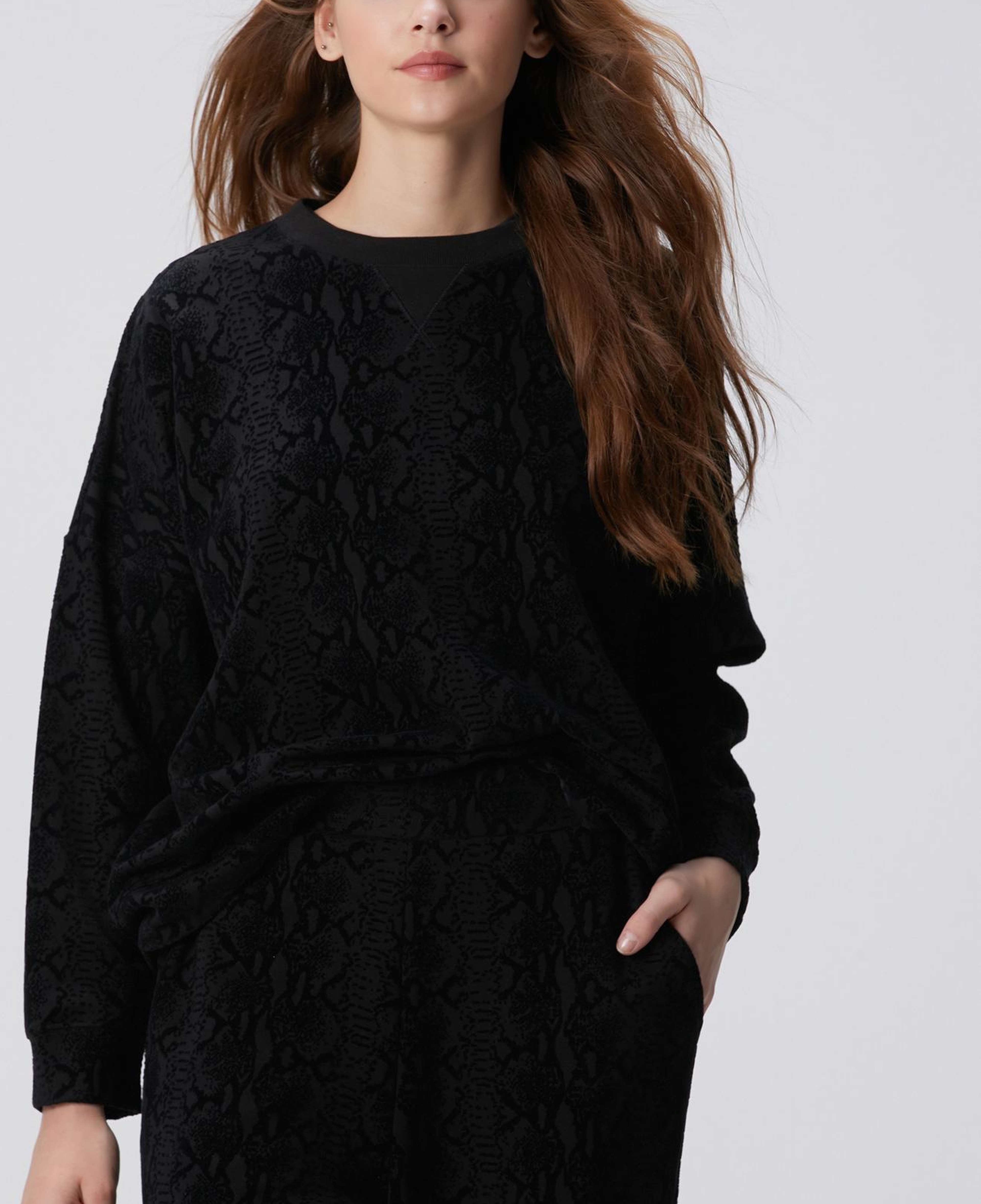 Network Kadın Siyah Baskılı Sweatshirt