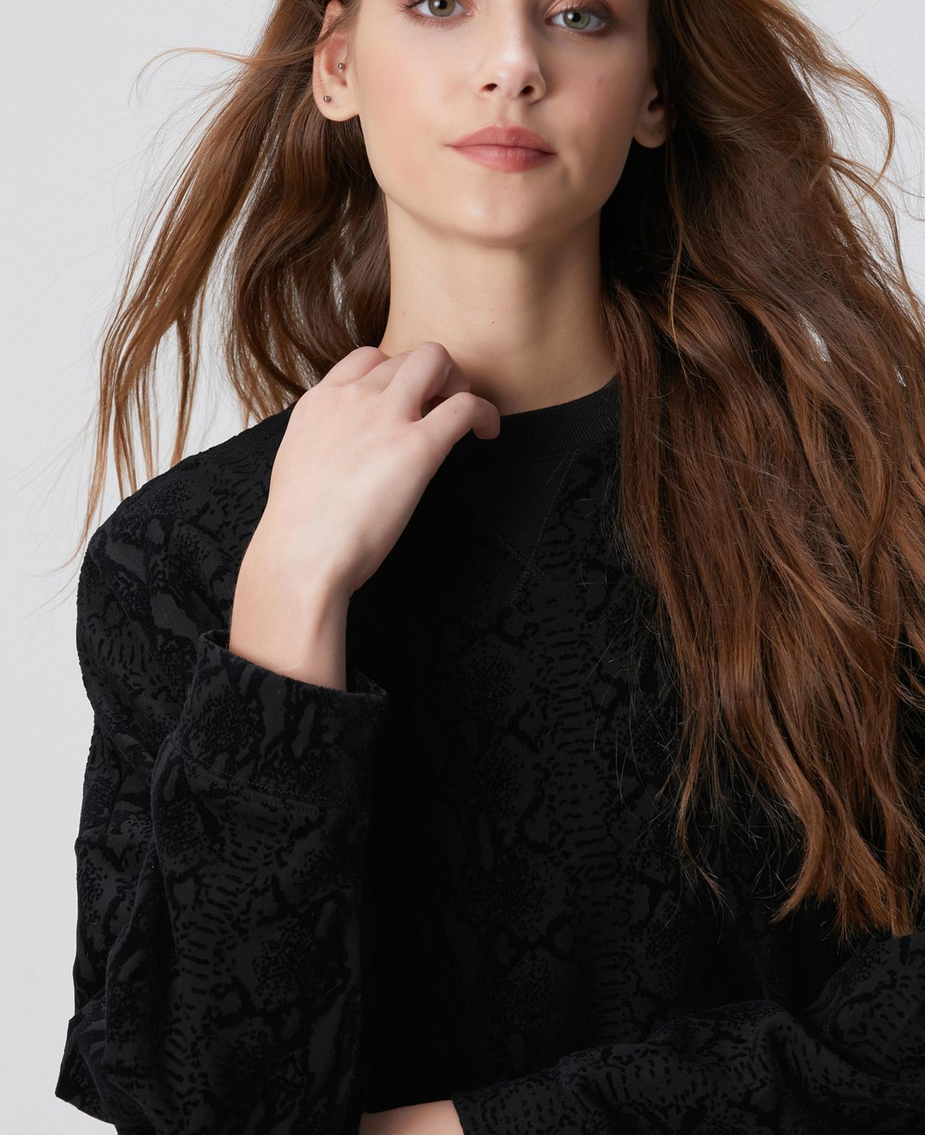 Network Kadın Siyah Baskılı Sweatshirt