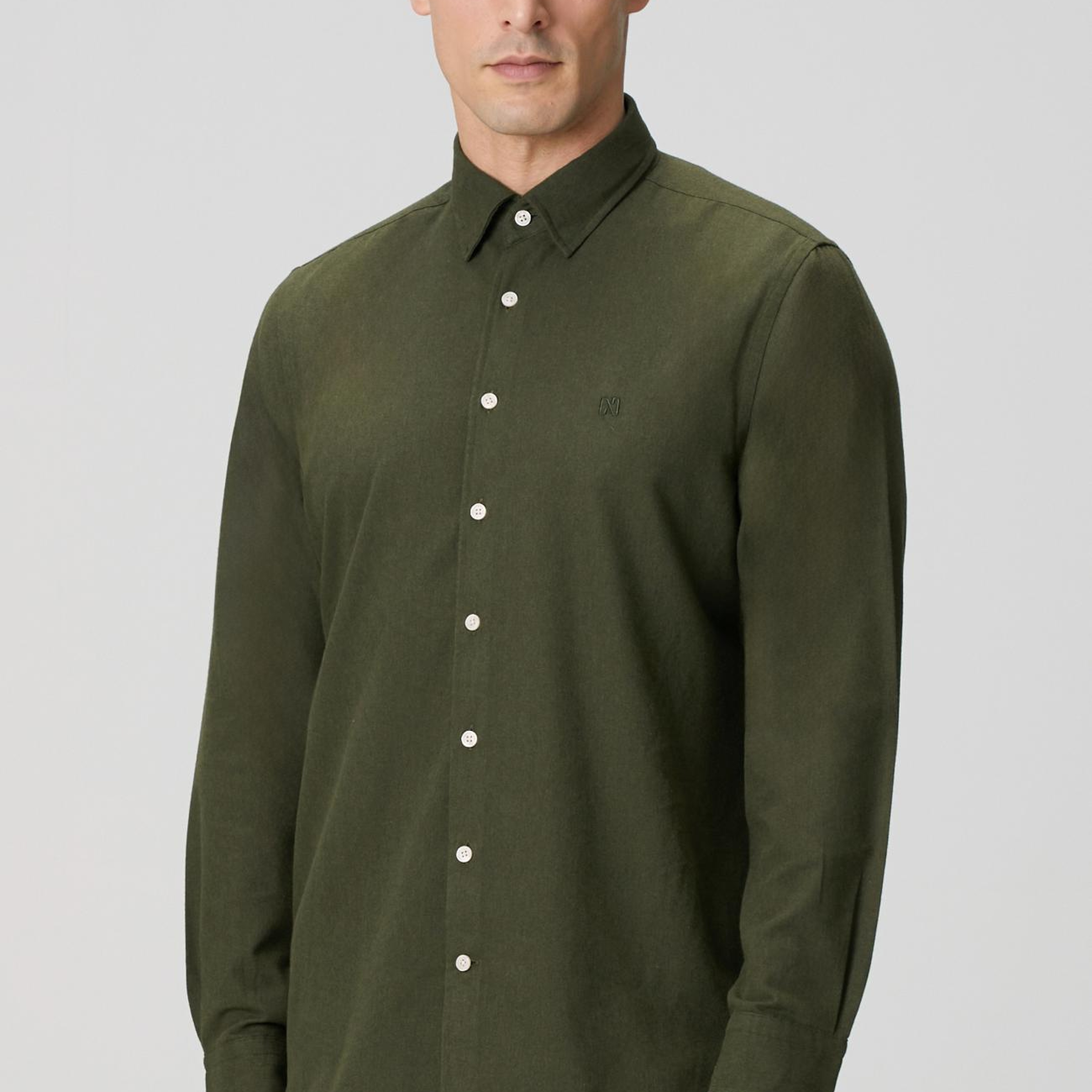 Network Erkek Haki Flanel Cotton Gömlek