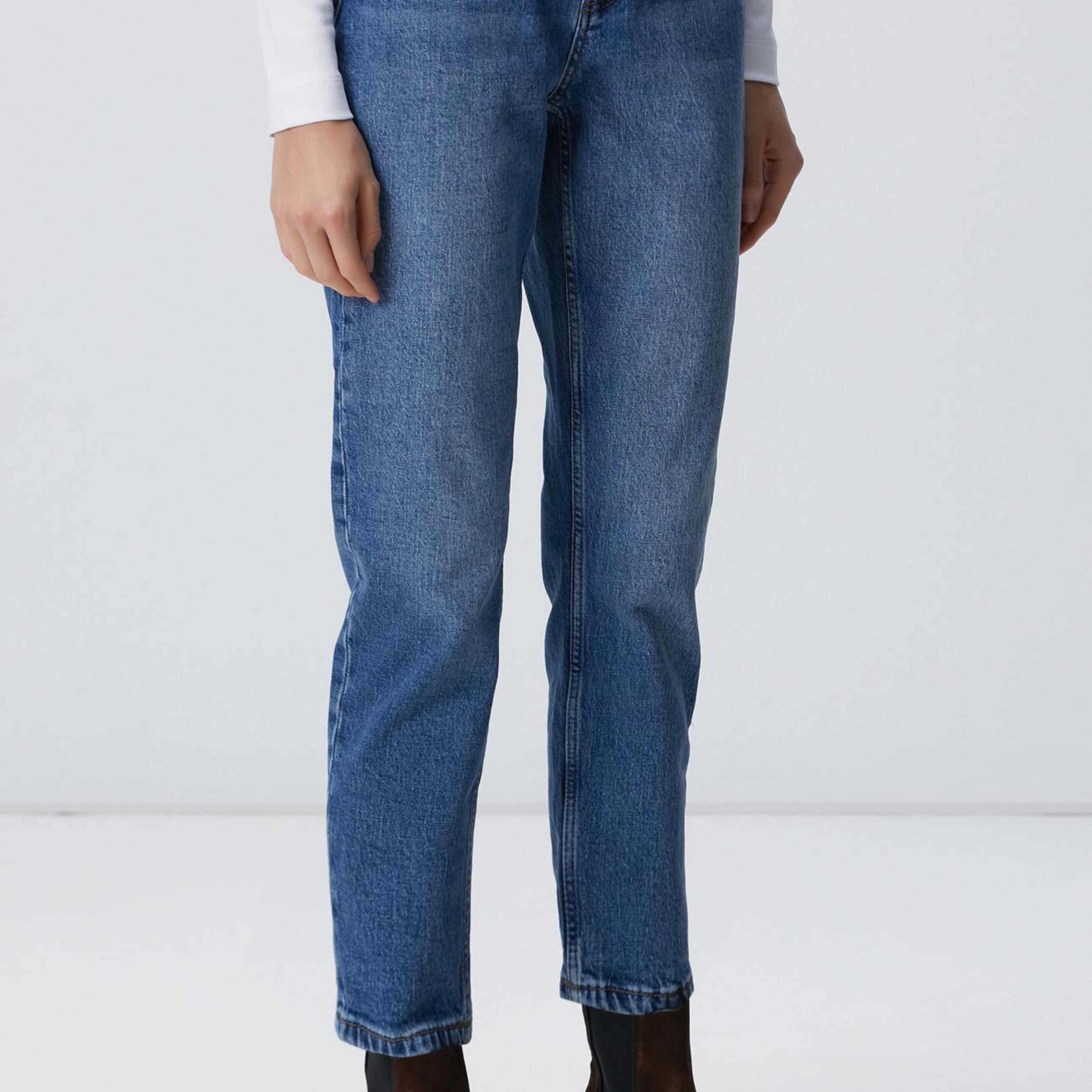 Network Kadın Koyu Mavi Mom Fit Denim Pantolon