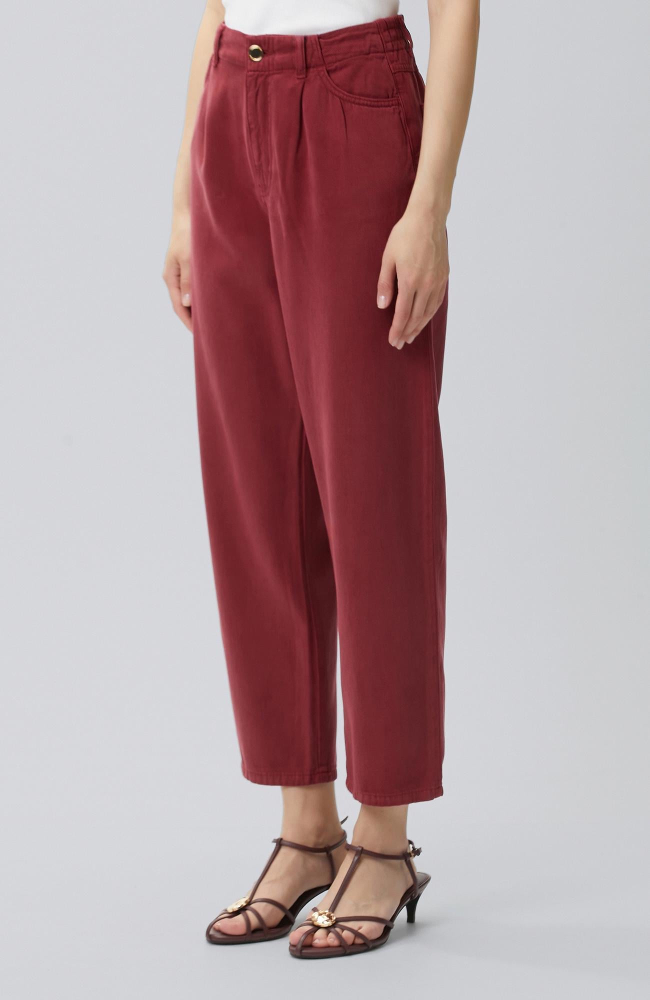 Network Kadın Vişne Tencel Karışımlı Casual Pantolon